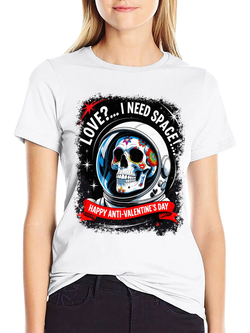 Anti-Valentines Day Sugar Skull Astronaut T-Shirt