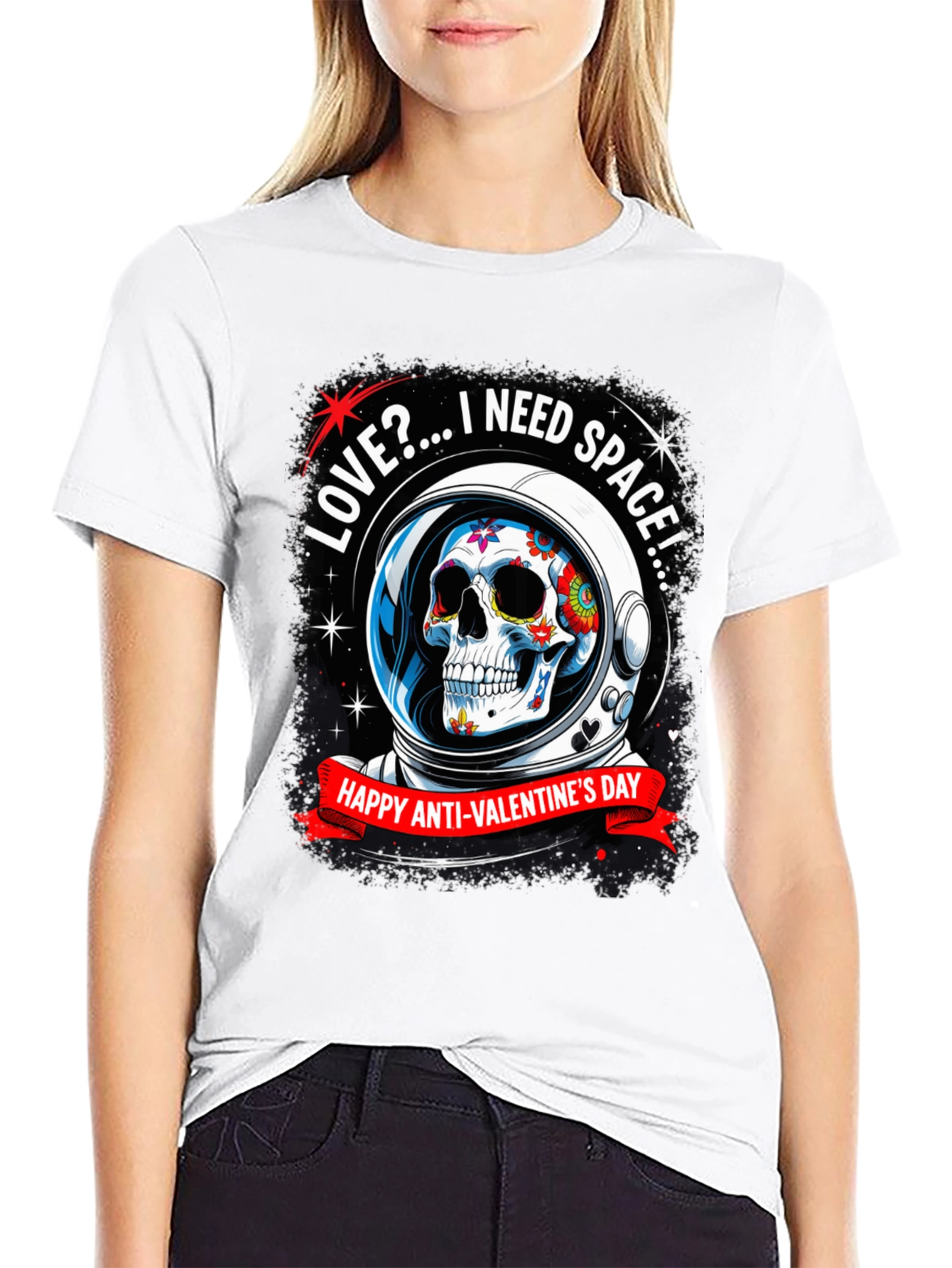 Anti-Valentines Day Sugar Skull Astronaut T-Shirt