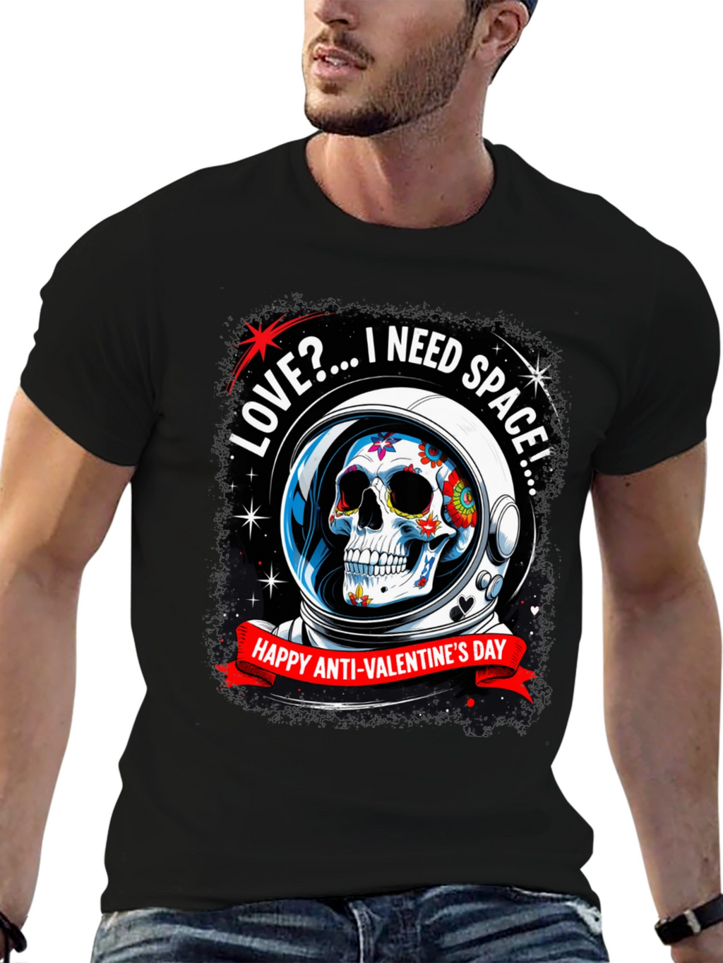 Anti-Valentines Day Sugar Skull Astronaut T-Shirt