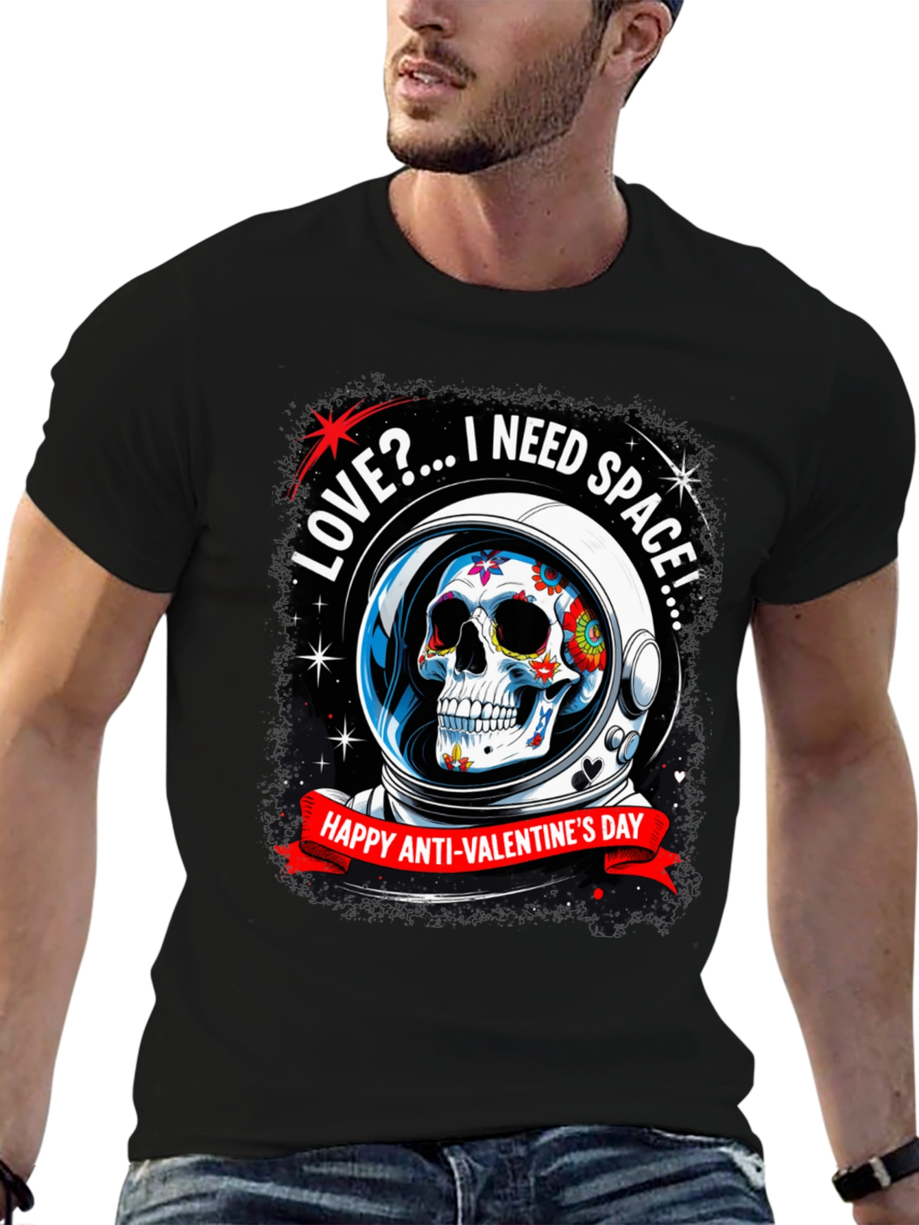 Anti-Valentines Day Sugar Skull Astronaut T-Shirt