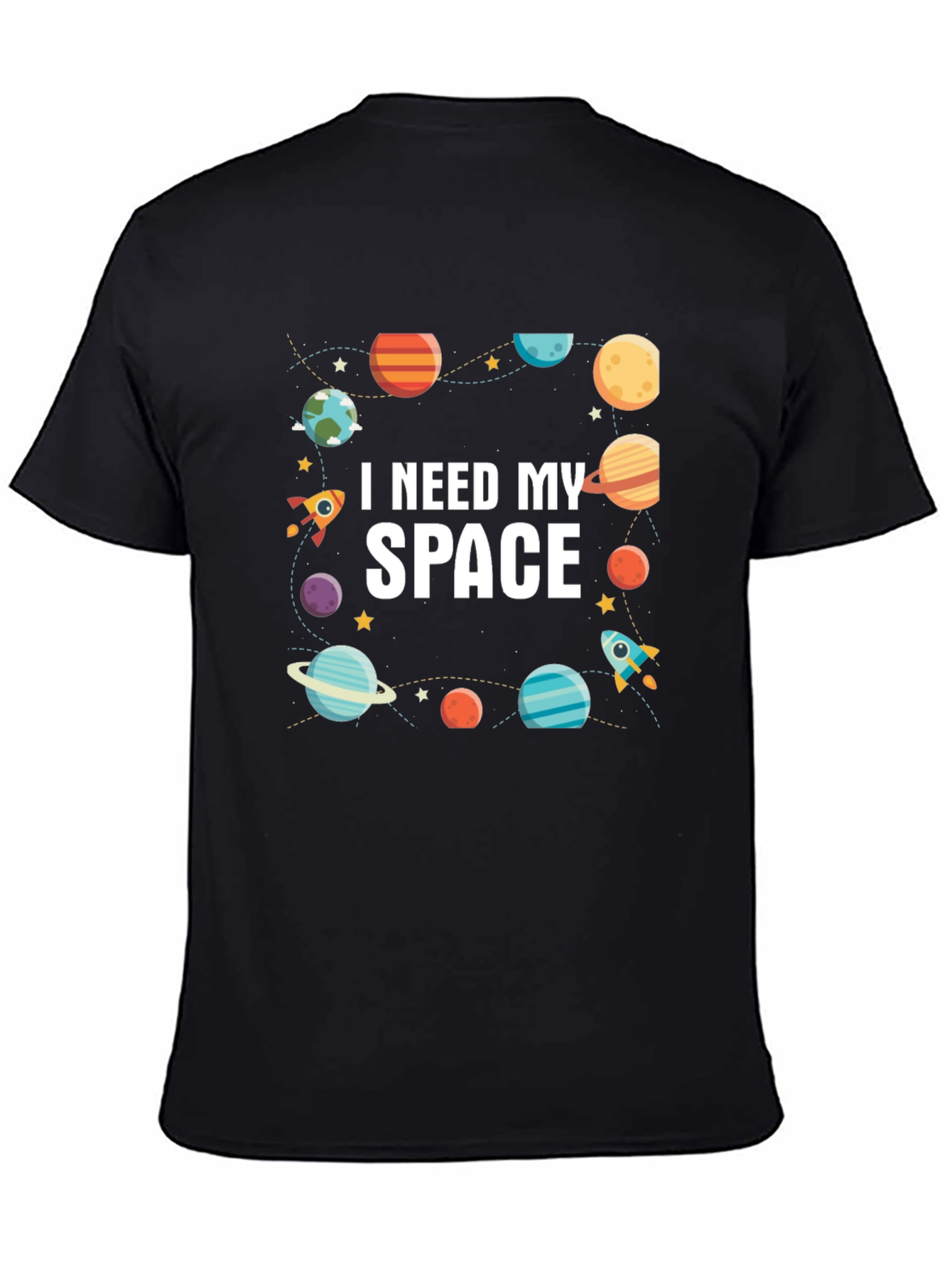 I Need My Space Graphic T-Shirt - Black Cotton Tee