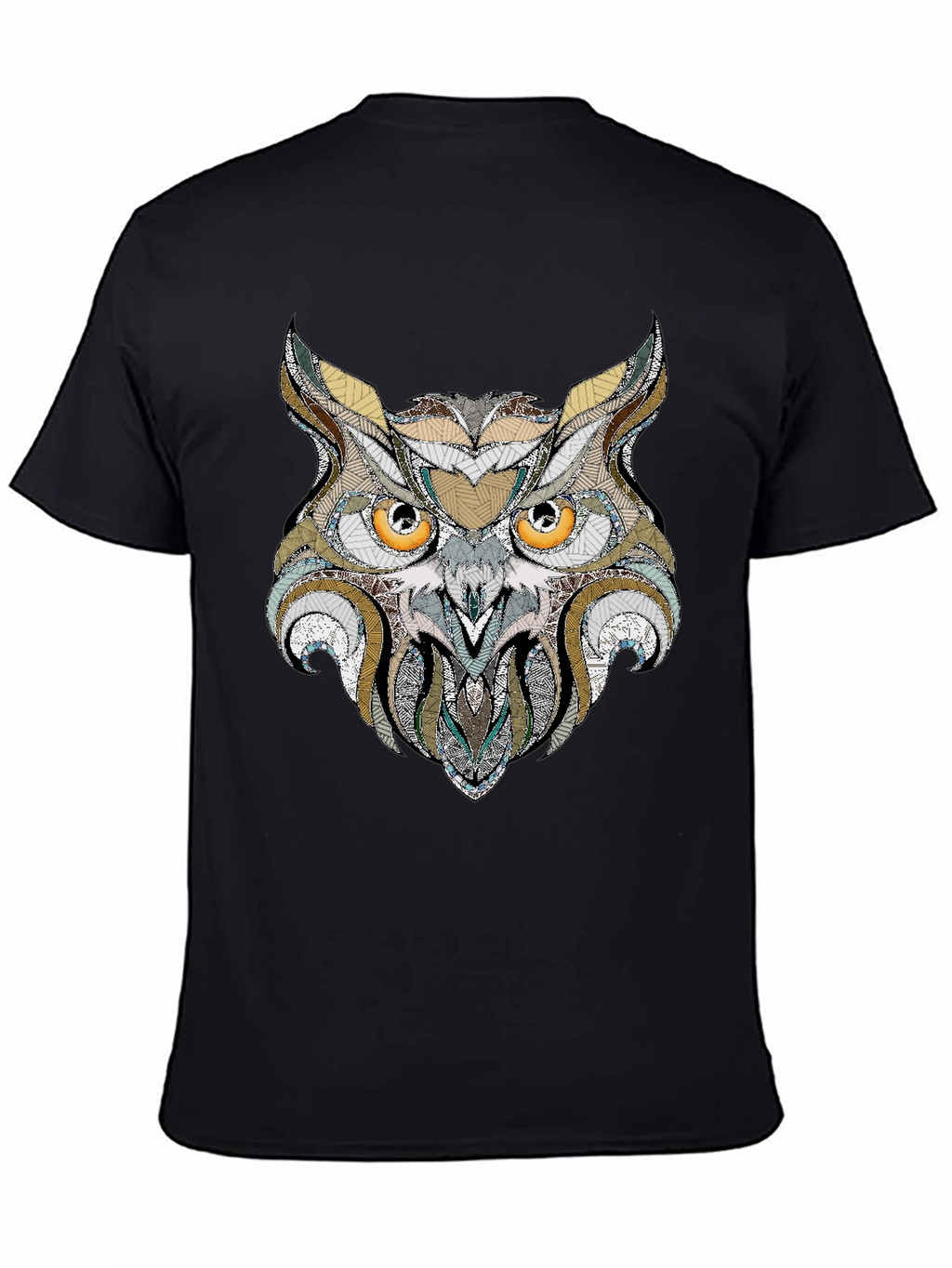 Owl Graphic Print Black T-Shirt
