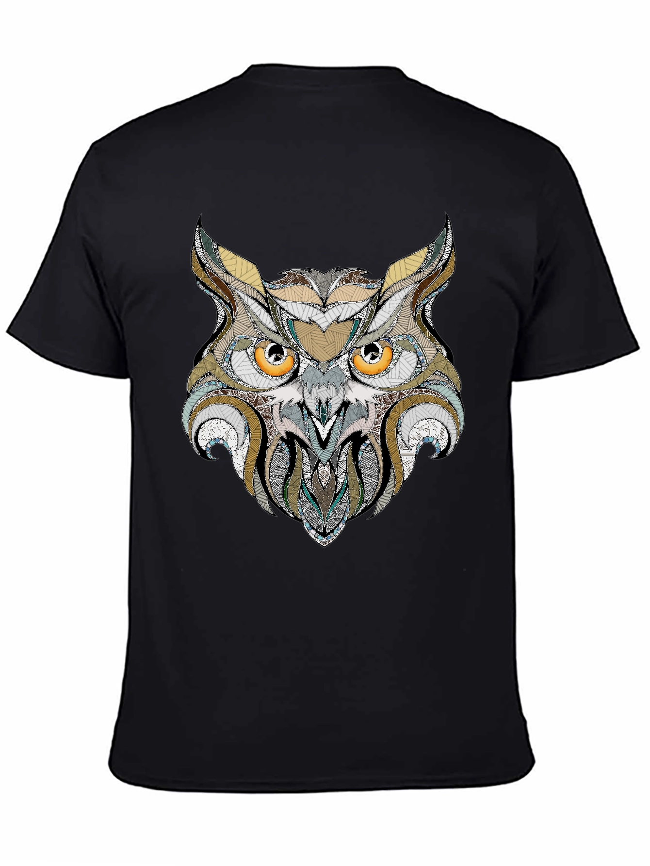 Owl Graphic Print Black T-Shirt