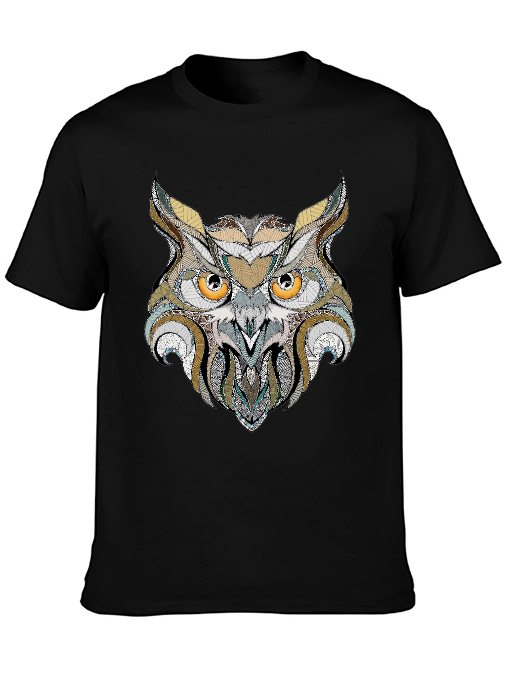 Owl Graphic Print Black T-Shirt
