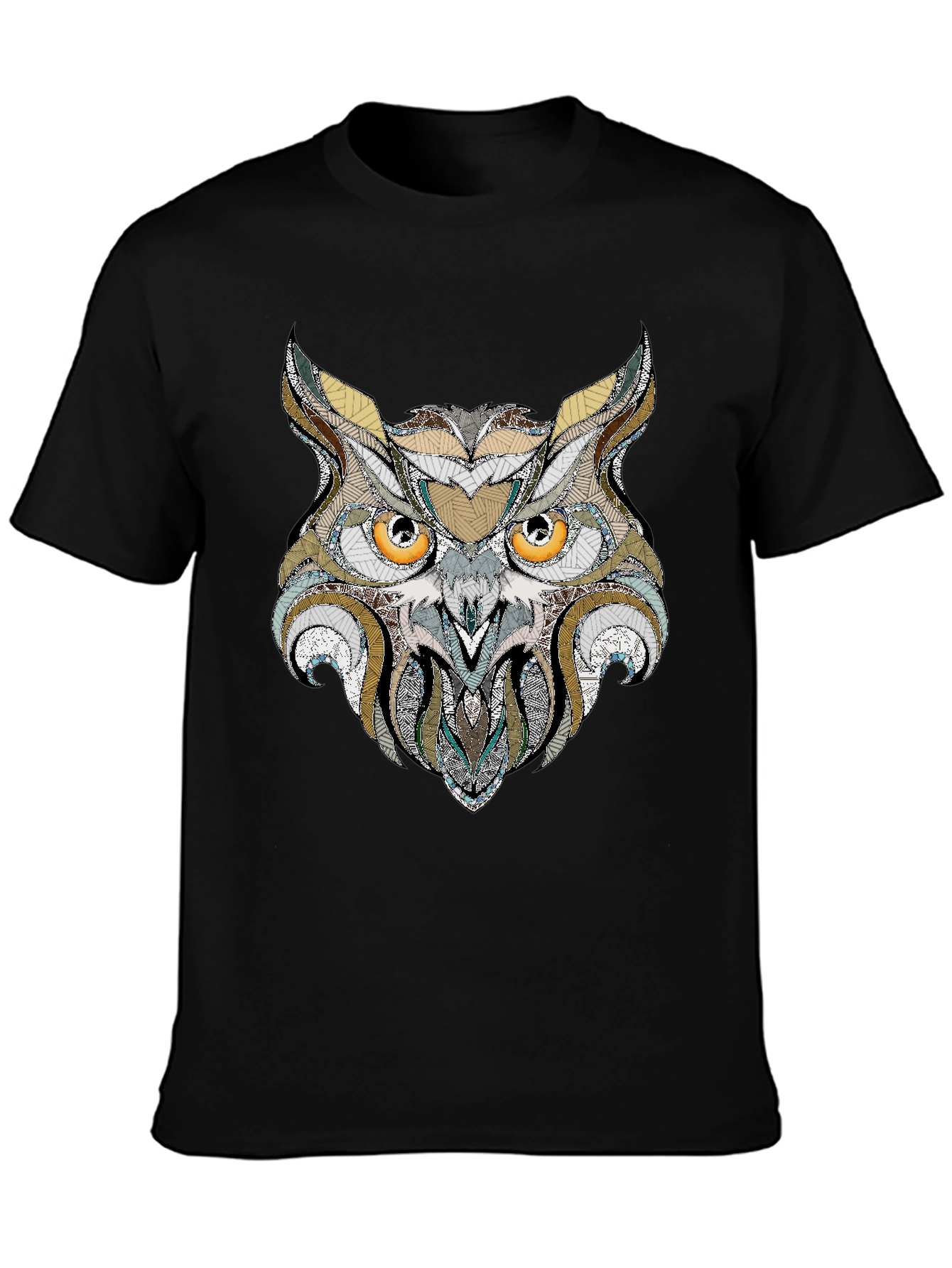Owl Graphic Print Black T-Shirt