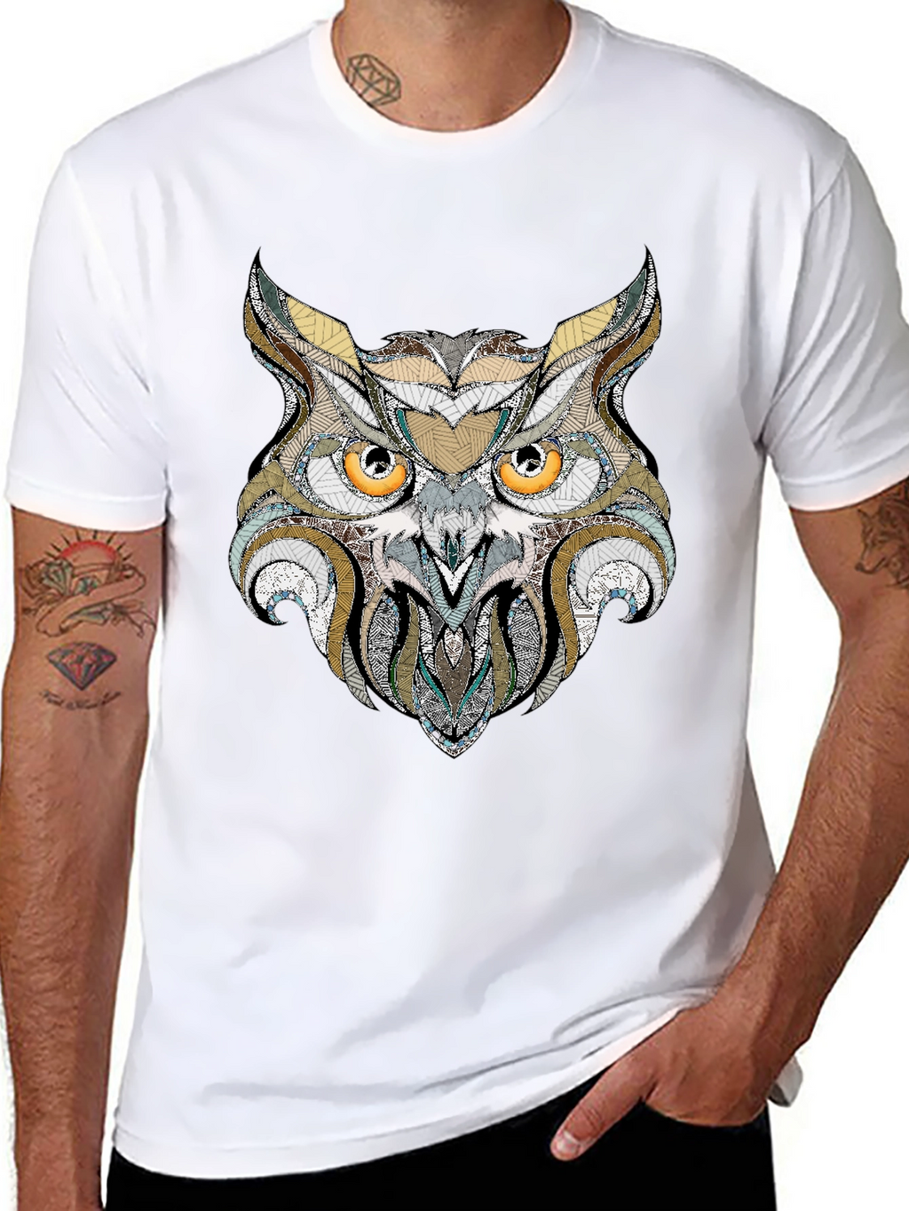 Owl Graphic Print Black T-Shirt