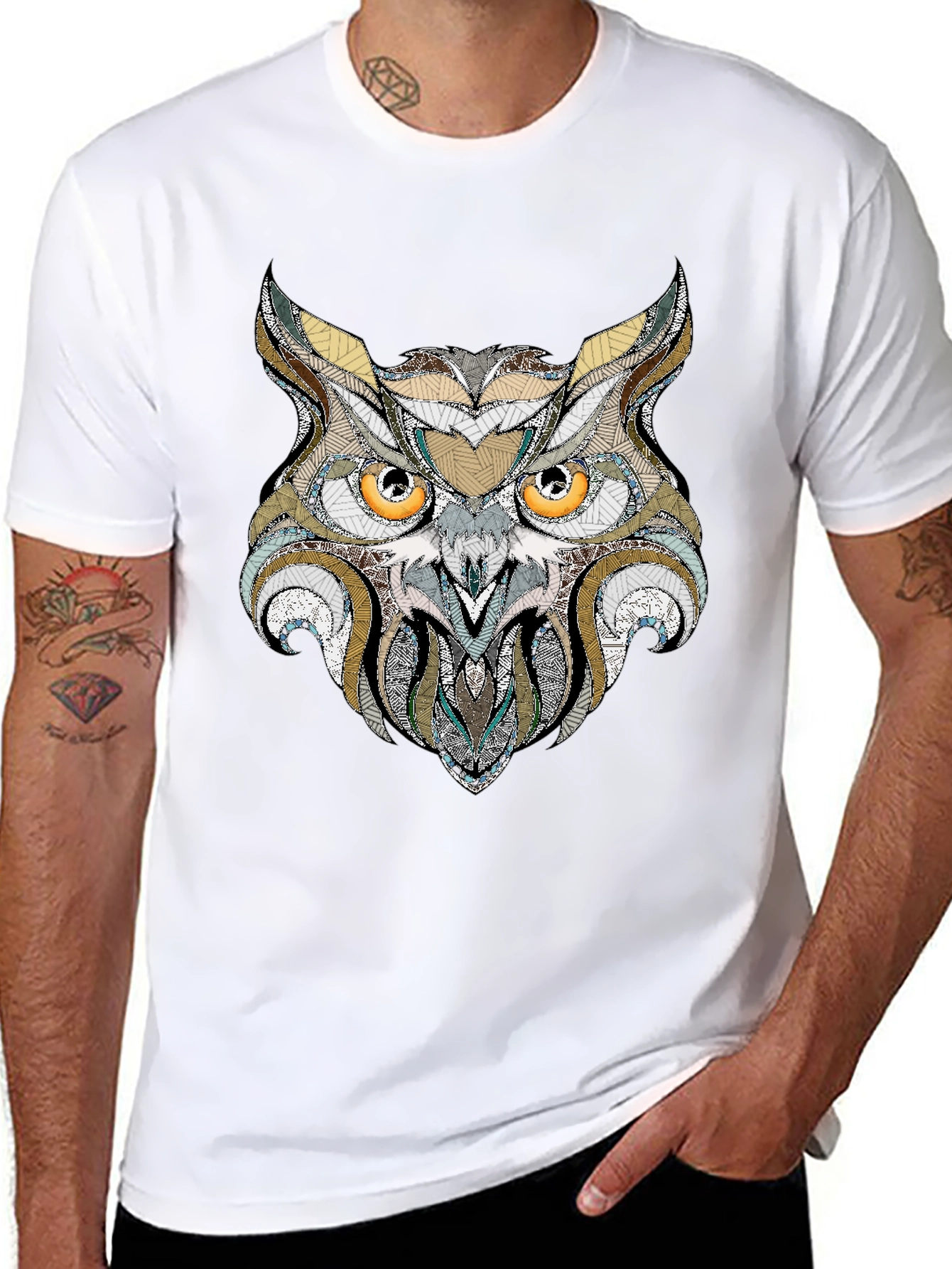 Owl Graphic Print Black T-Shirt