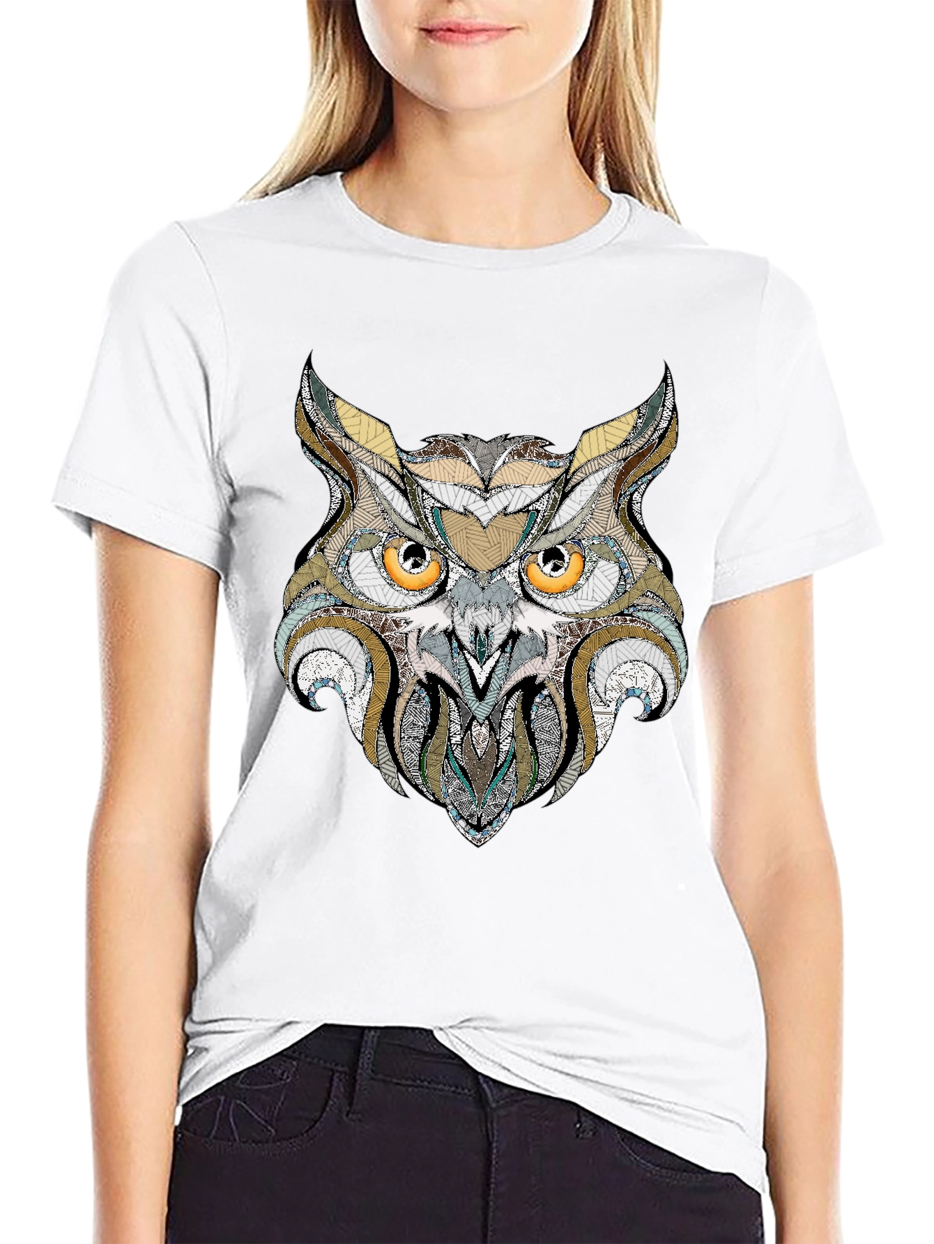 Owl Graphic Print Black T-Shirt