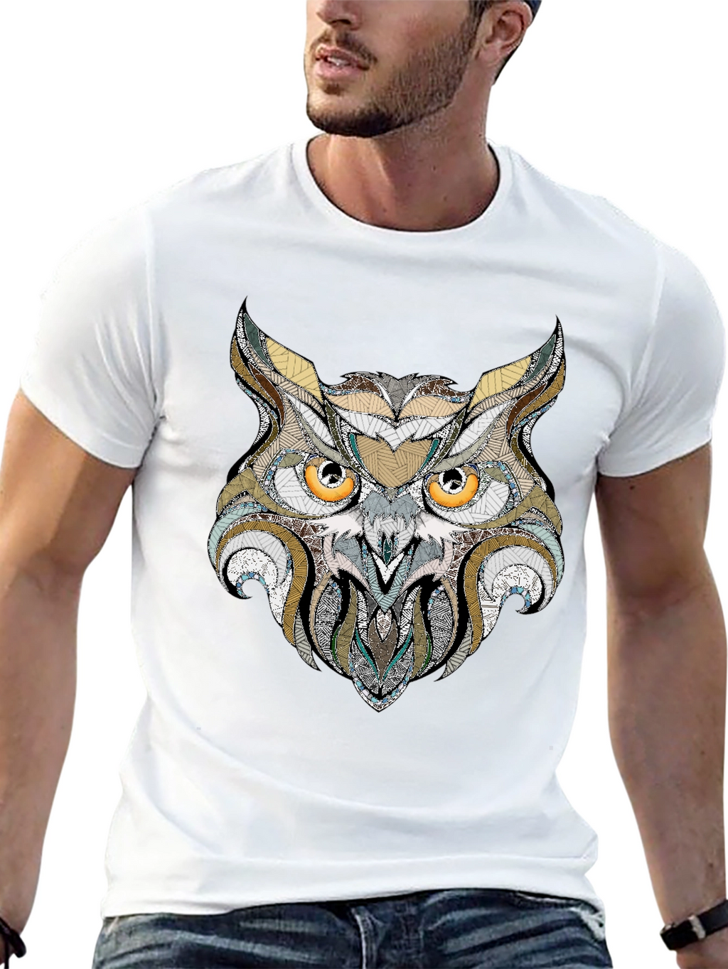 Owl Graphic Print Black T-Shirt