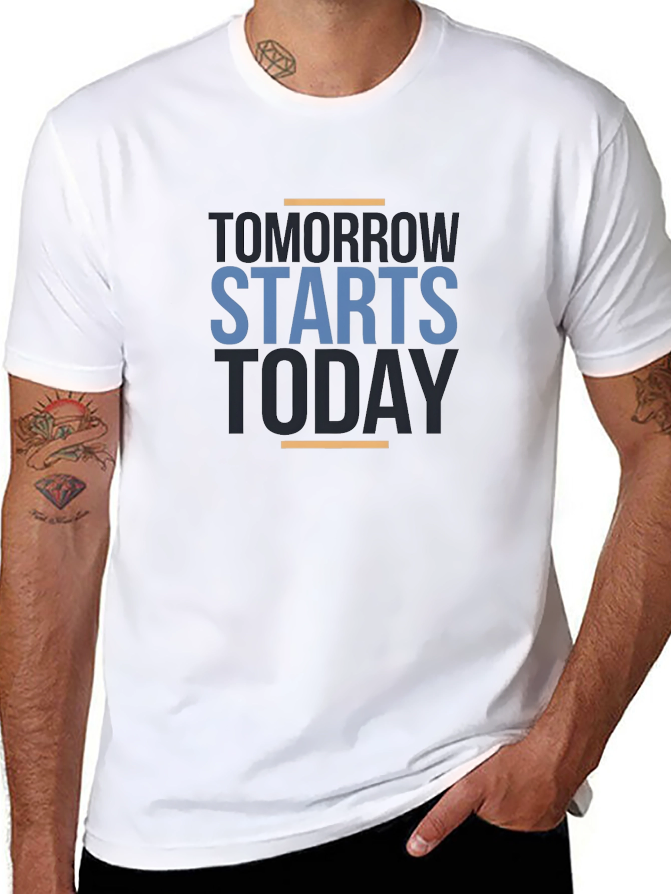 Motivational Tomorrow Starts Today Black T-Shirt