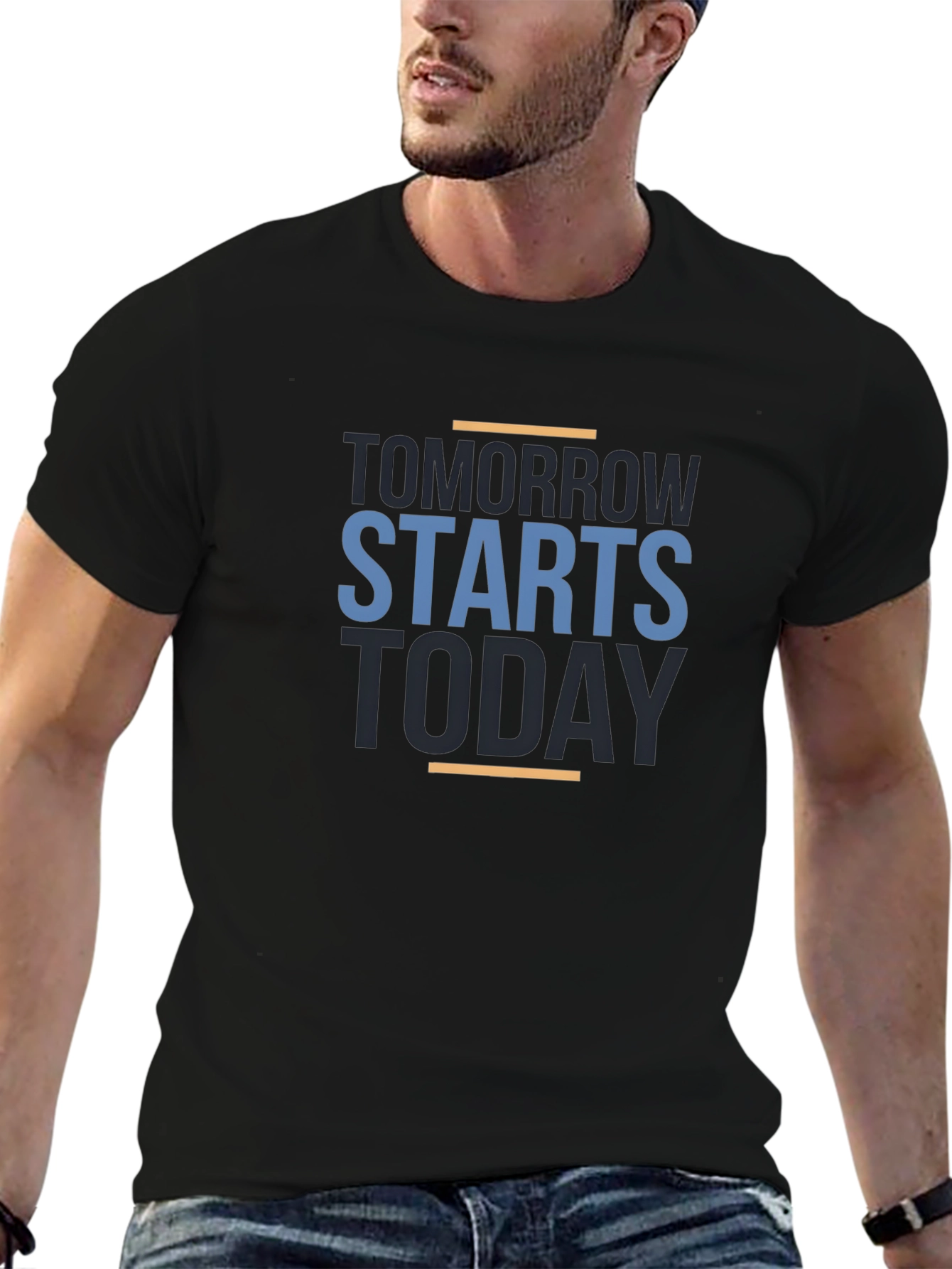 Motivational Tomorrow Starts Today Black T-Shirt