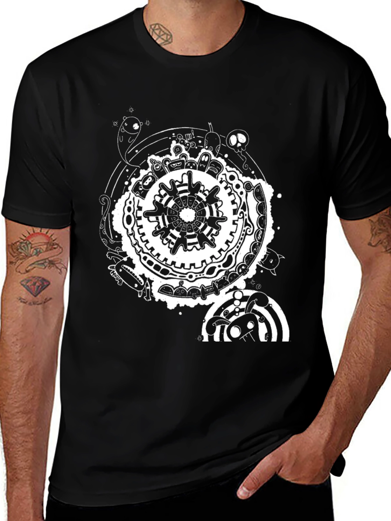 Unique Graphic Print Black T-Shirt