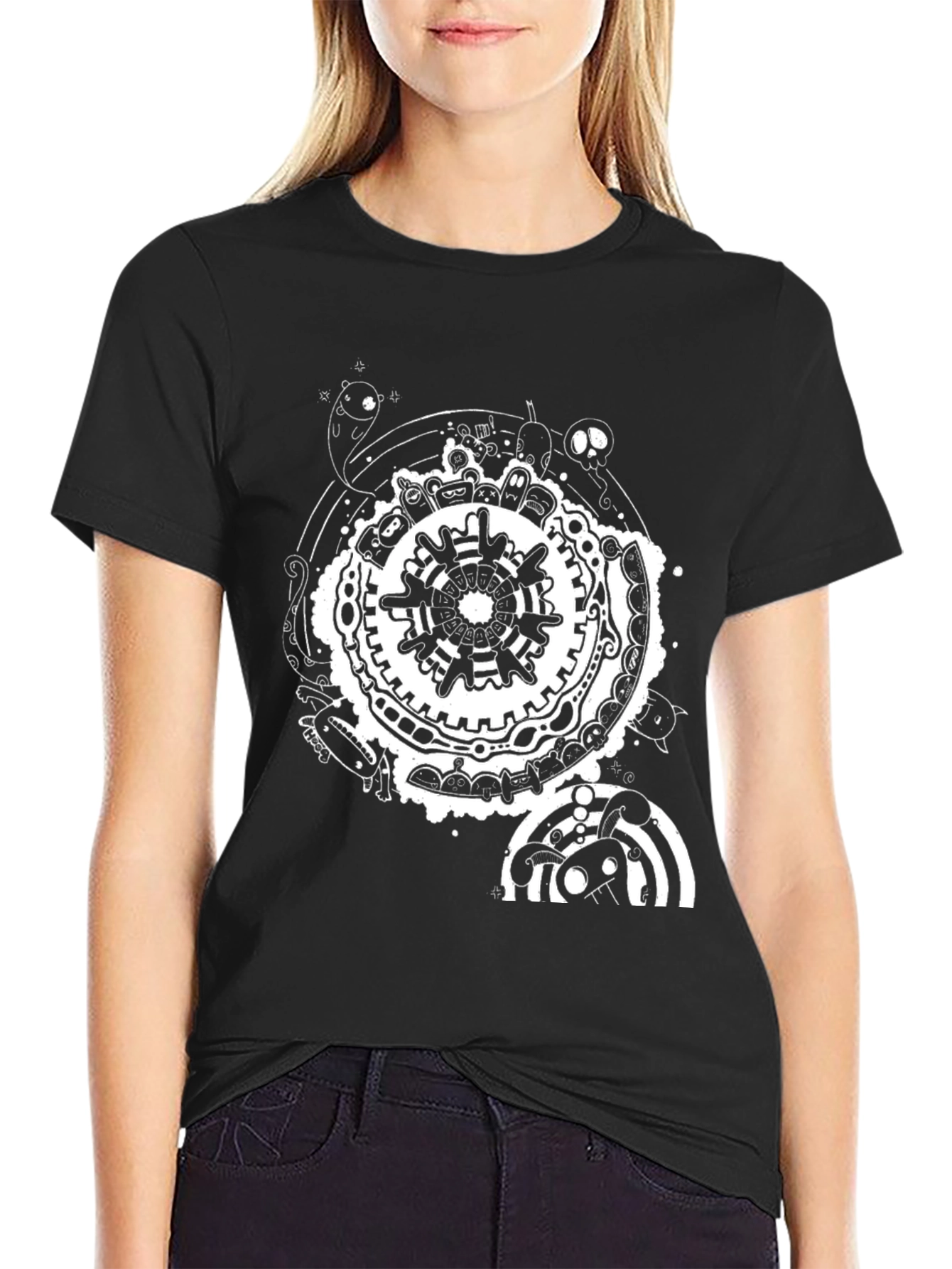 Unique Graphic Print Black T-Shirt