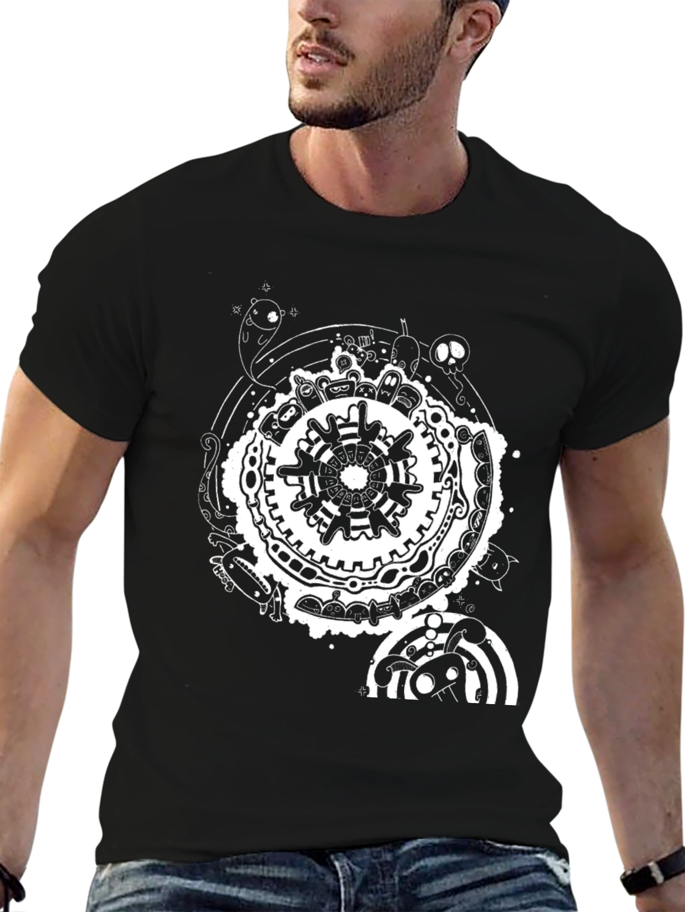 Unique Graphic Print Black T-Shirt