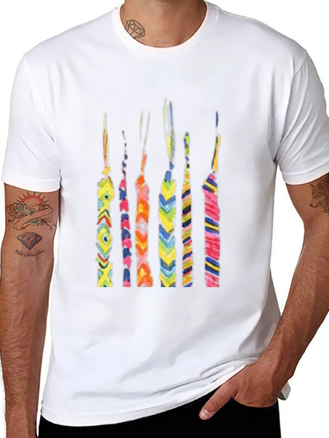 Abstract Colorful Friendship Bracelet Design T-Shirt
