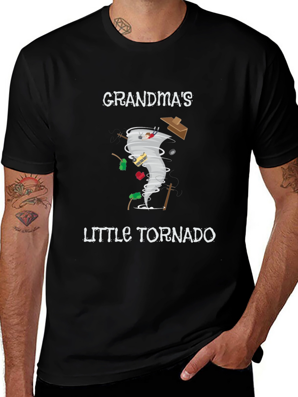 Grandmas Little Tornado Black Graphic Tee