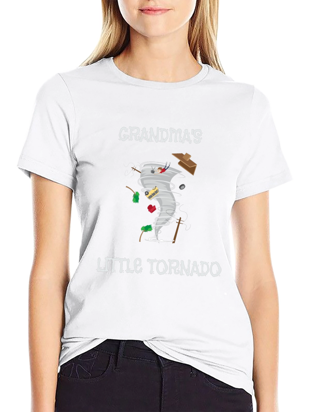 Grandmas Little Tornado Black Graphic Tee