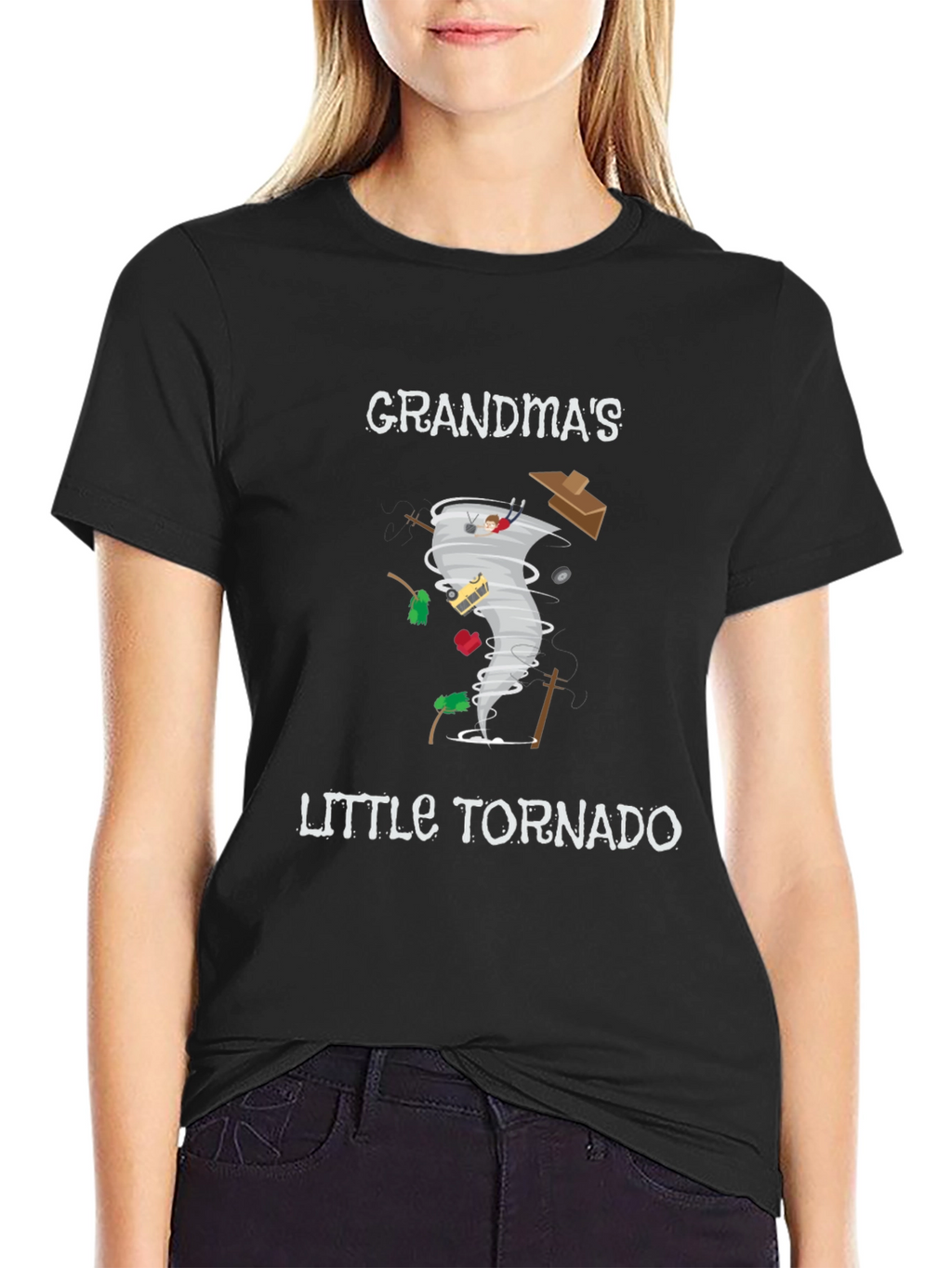 Grandmas Little Tornado Black Graphic Tee