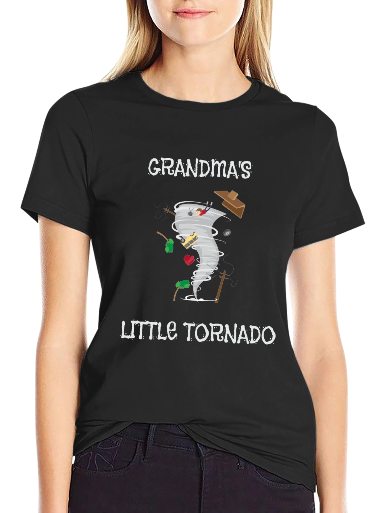 Grandmas Little Tornado Black Graphic Tee