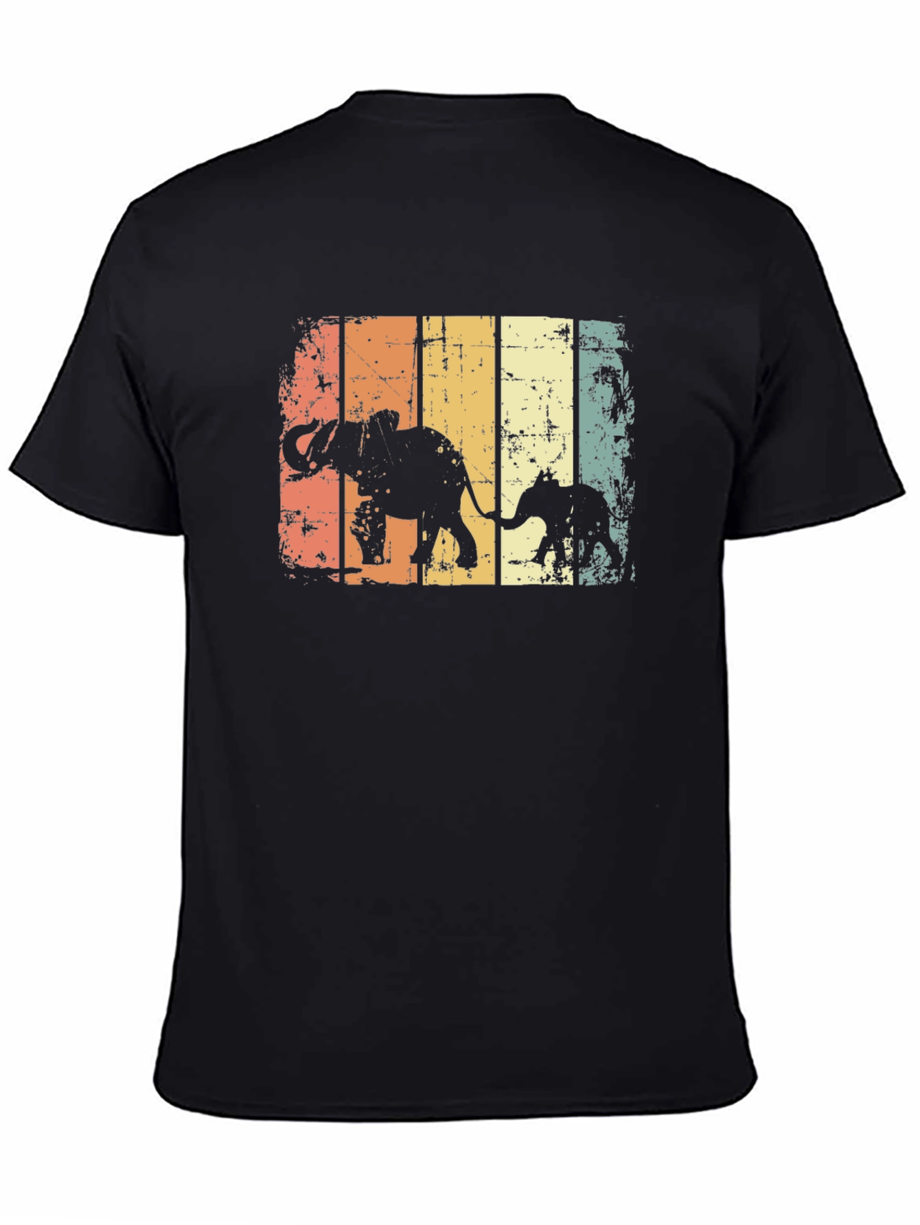 Retro Elephant Family Graphic T-Shirt
