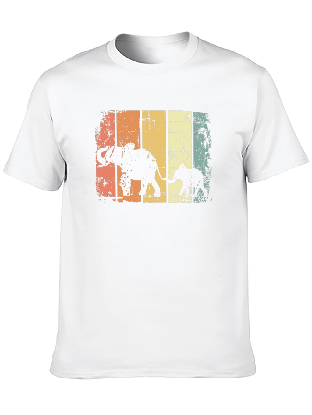 Retro Elephant Family Graphic T-Shirt