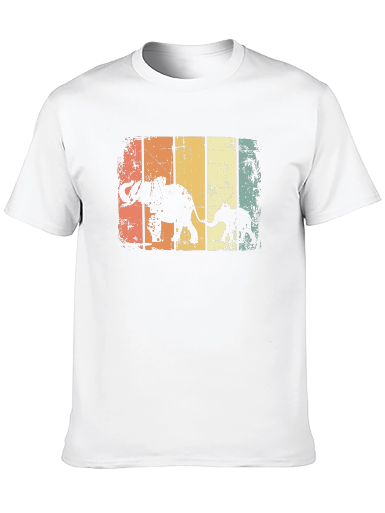 Retro Elephant Family Graphic T-Shirt