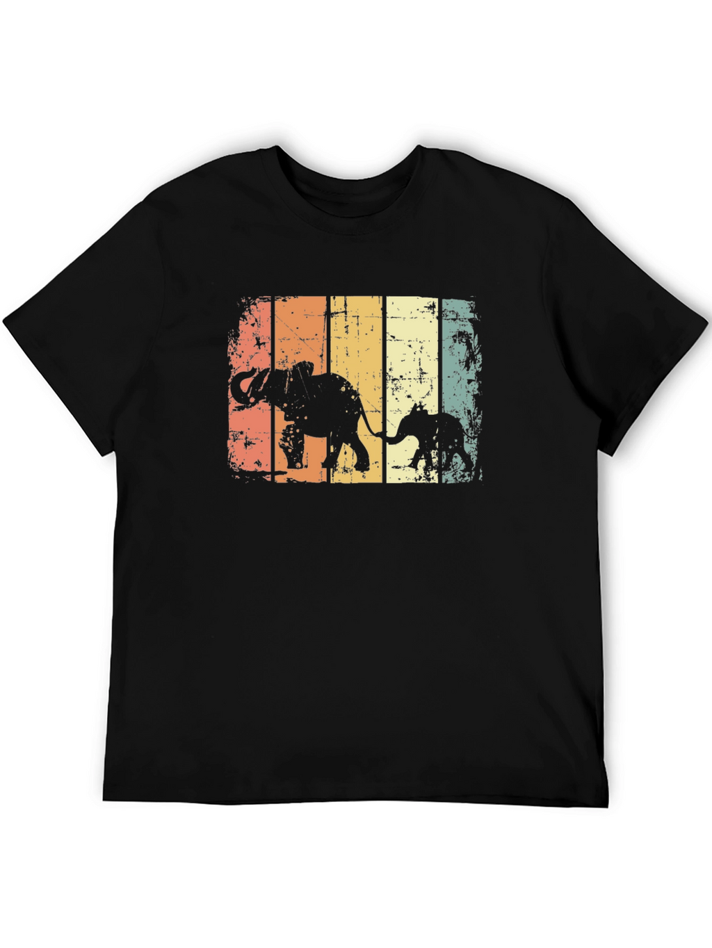 Retro Elephant Family Graphic T-Shirt