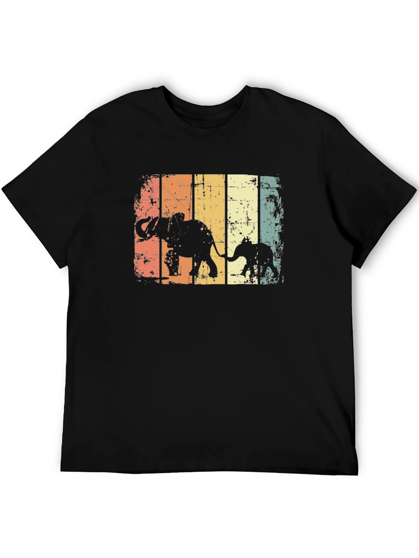 Retro Elephant Family Graphic T-Shirt