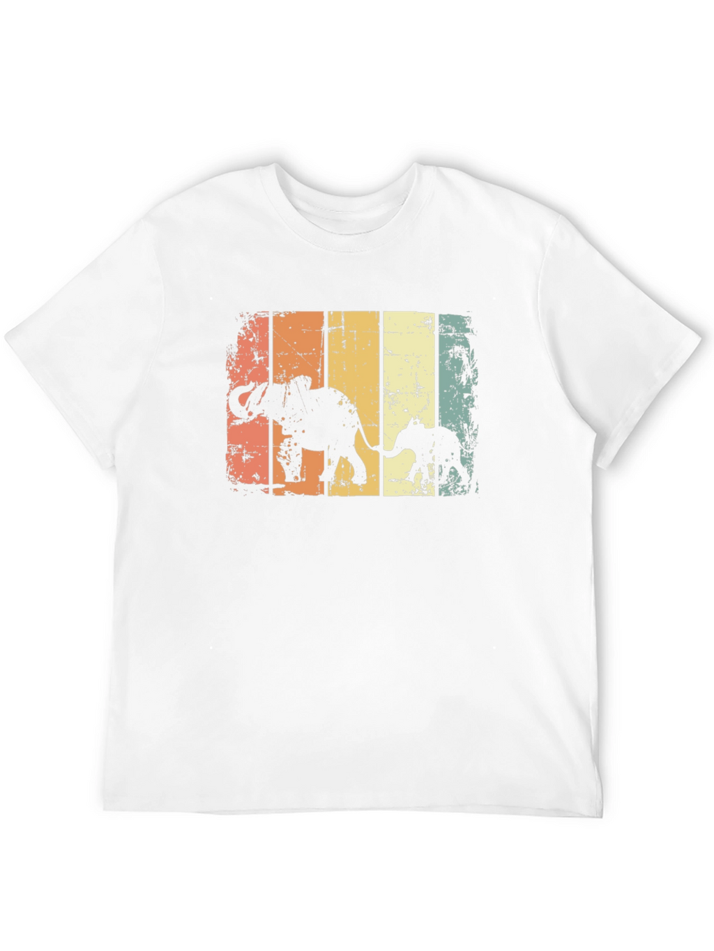 Retro Elephant Family Graphic T-Shirt