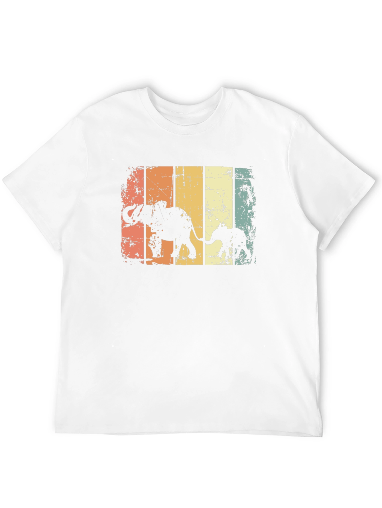 Retro Elephant Family Graphic T-Shirt