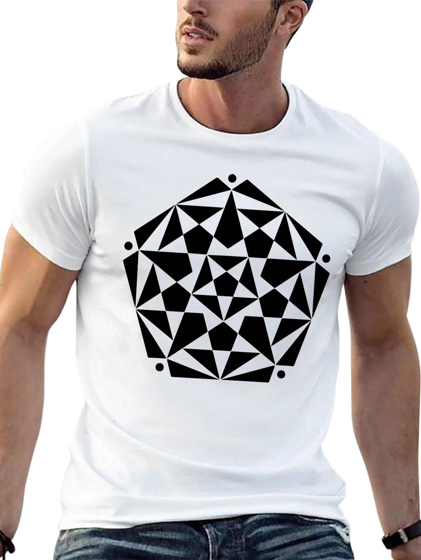 Geometric Print Black T-Shirt