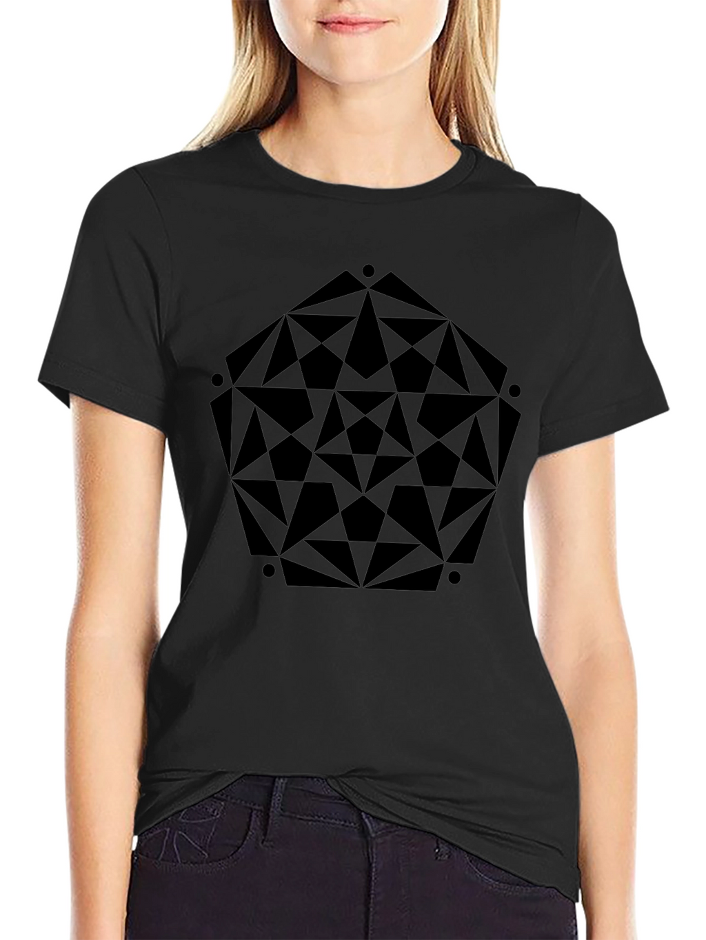 Geometric Print Black T-Shirt