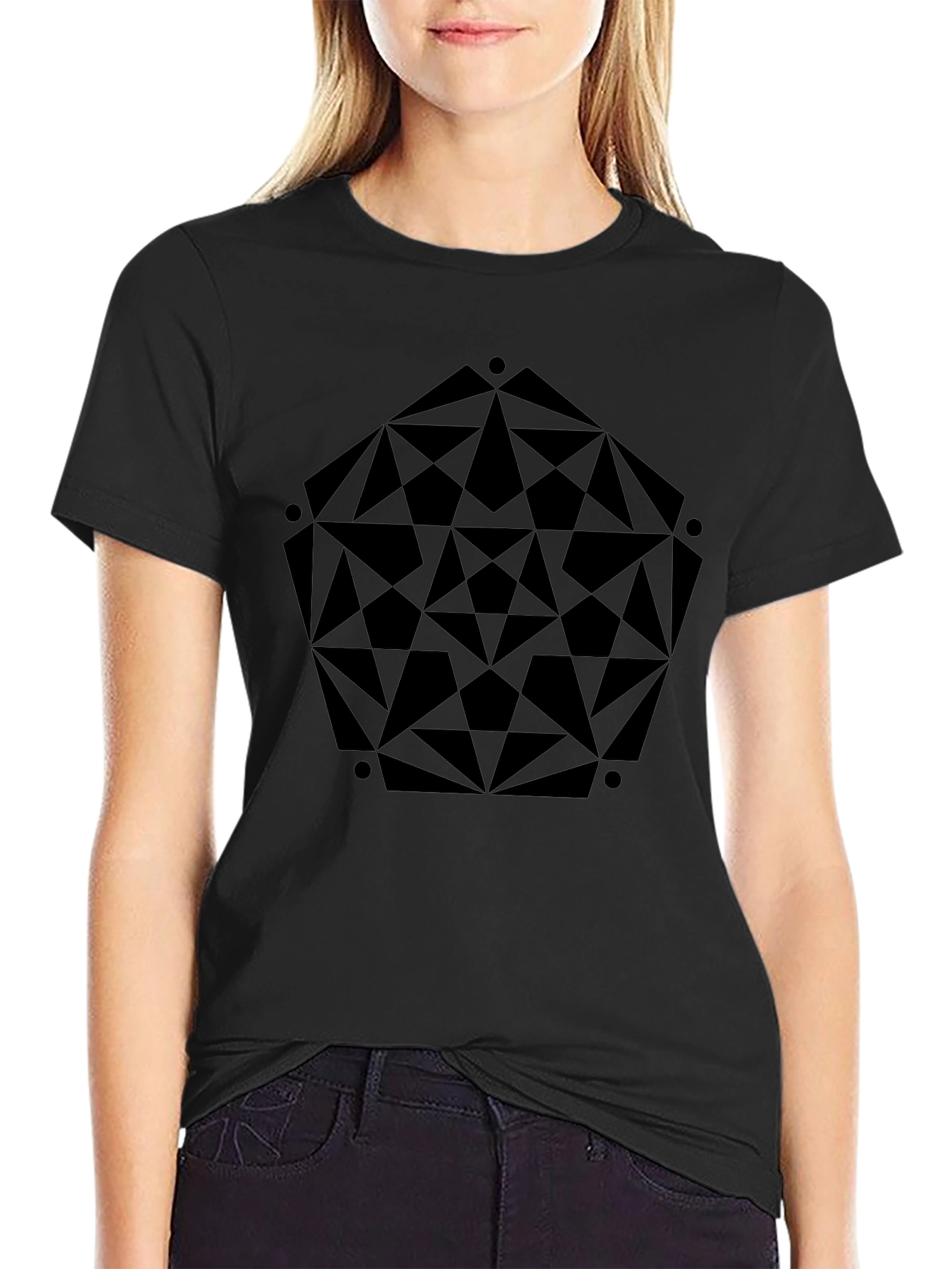 Geometric Print Black T-Shirt