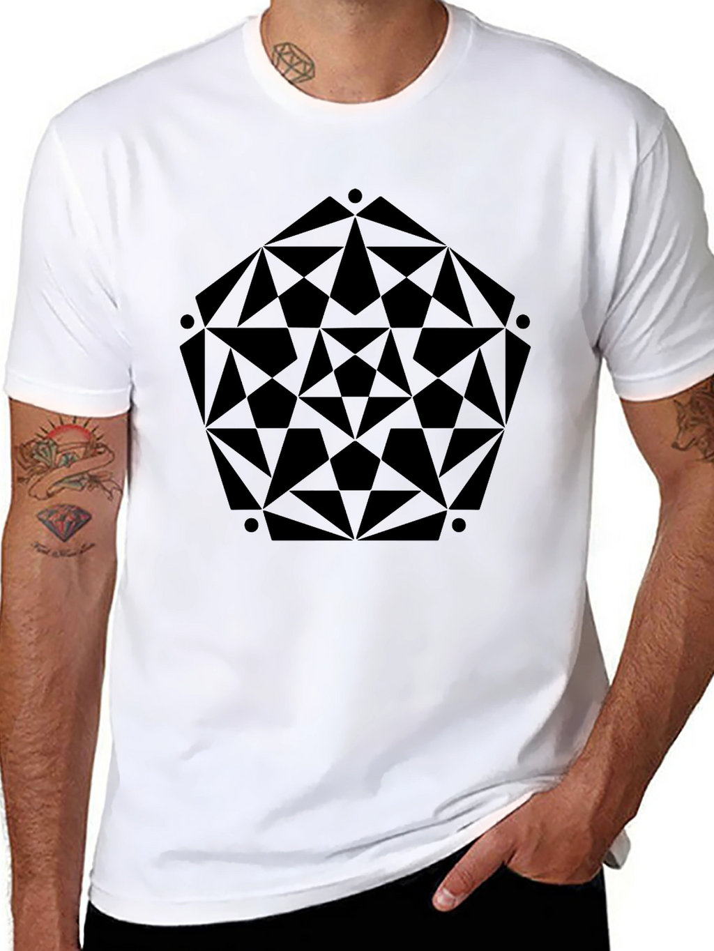 Geometric Print Black T-Shirt