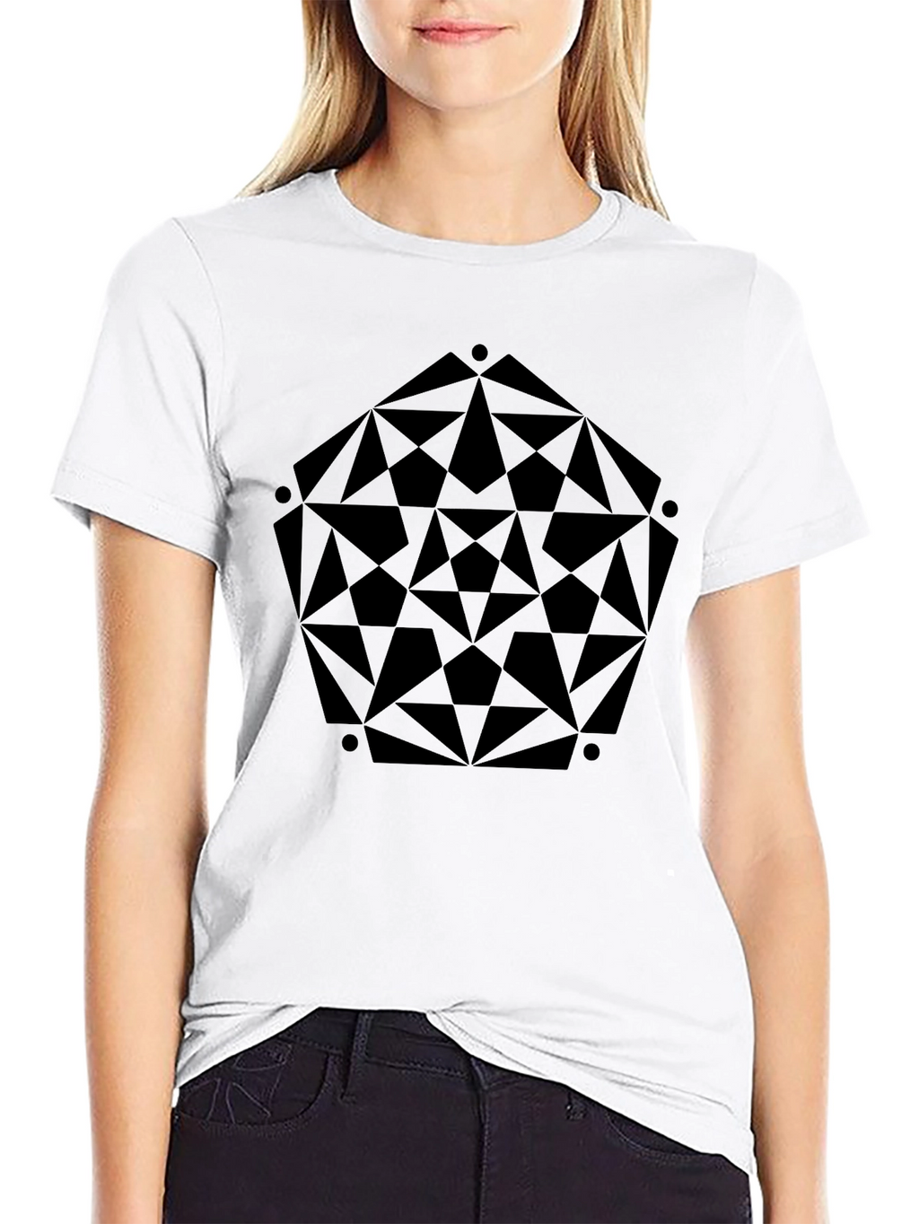 Geometric Print Black T-Shirt