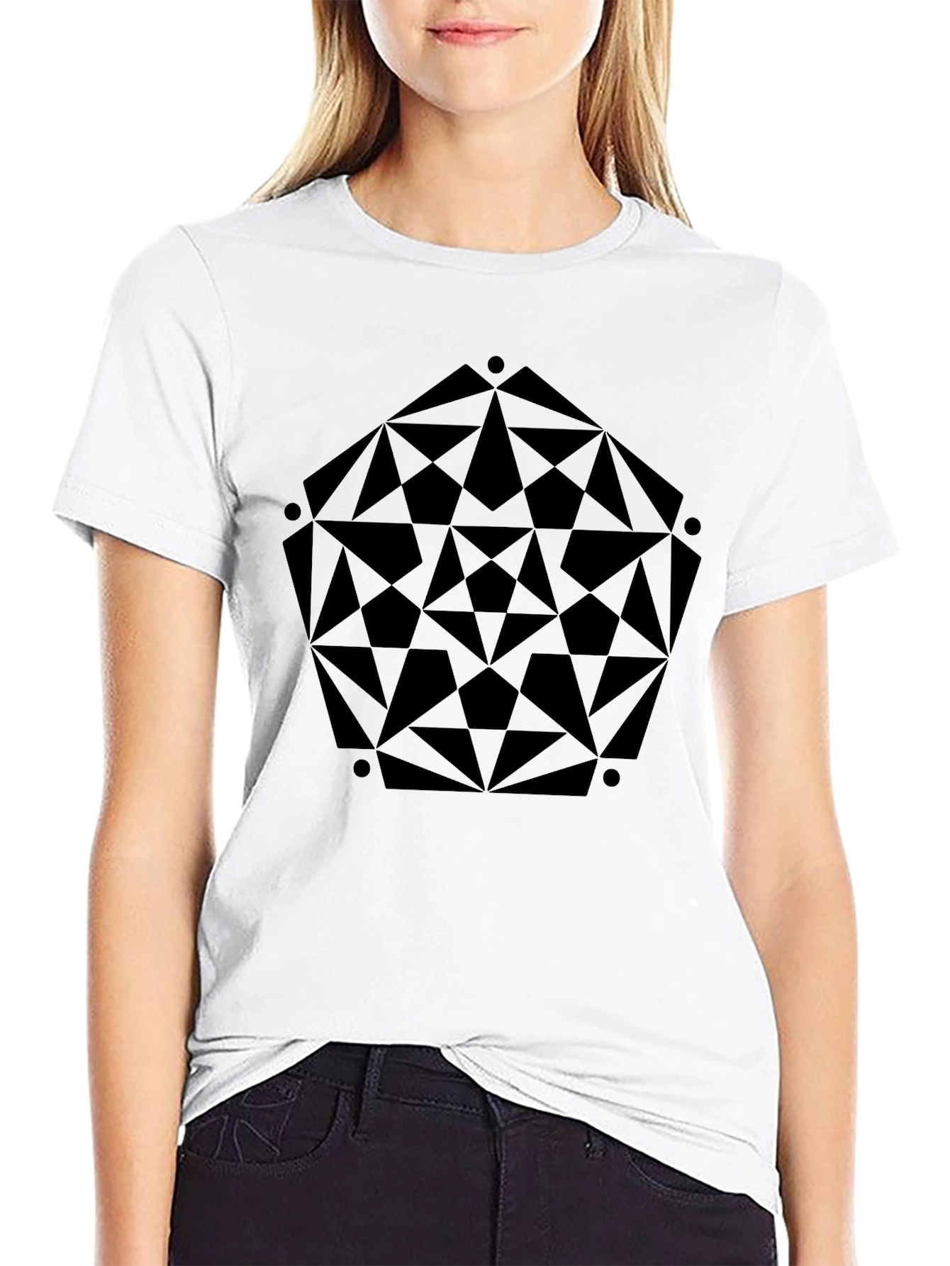 Geometric Print Black T-Shirt