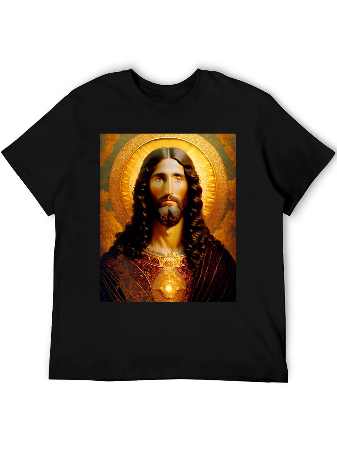 Jesus Christ Portrait Graphic T-Shirt - Black