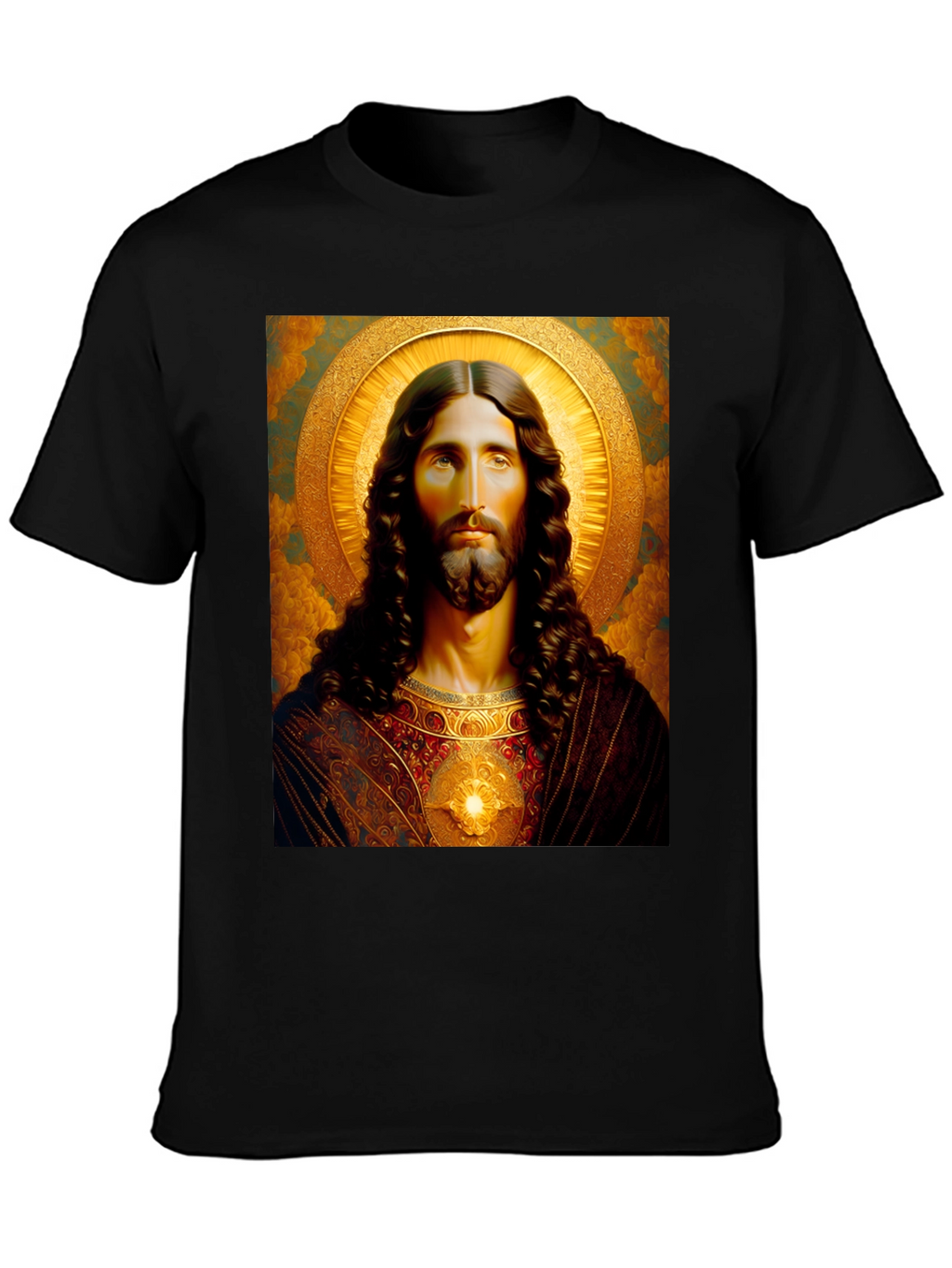 Jesus Christ Portrait Graphic T-Shirt - Black
