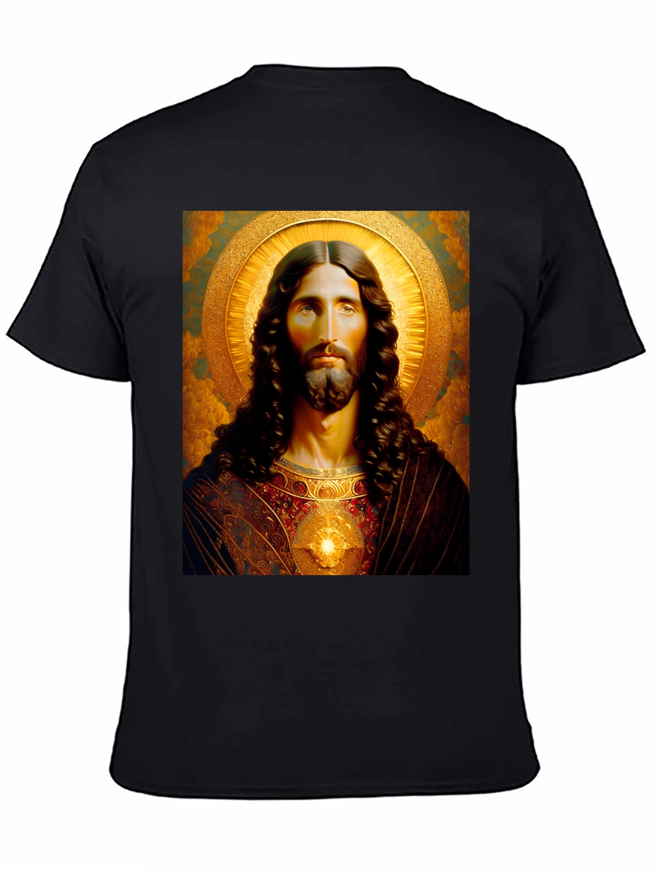 Jesus Christ Portrait Graphic T-Shirt - Black