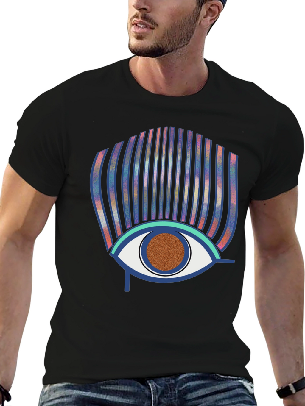 Eye of Horus Graphic Print Black T-Shirt