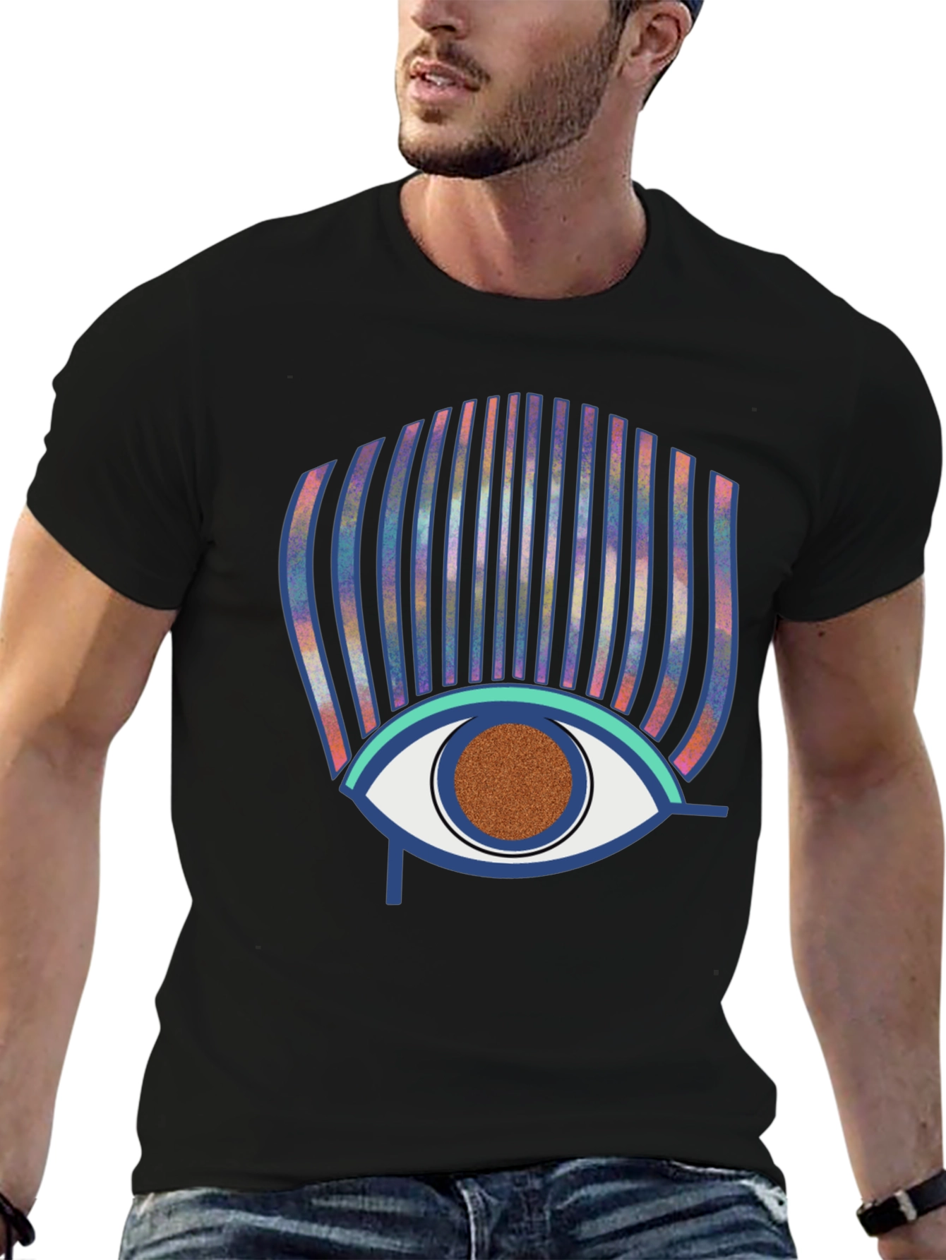 Eye of Horus Graphic Print Black T-Shirt