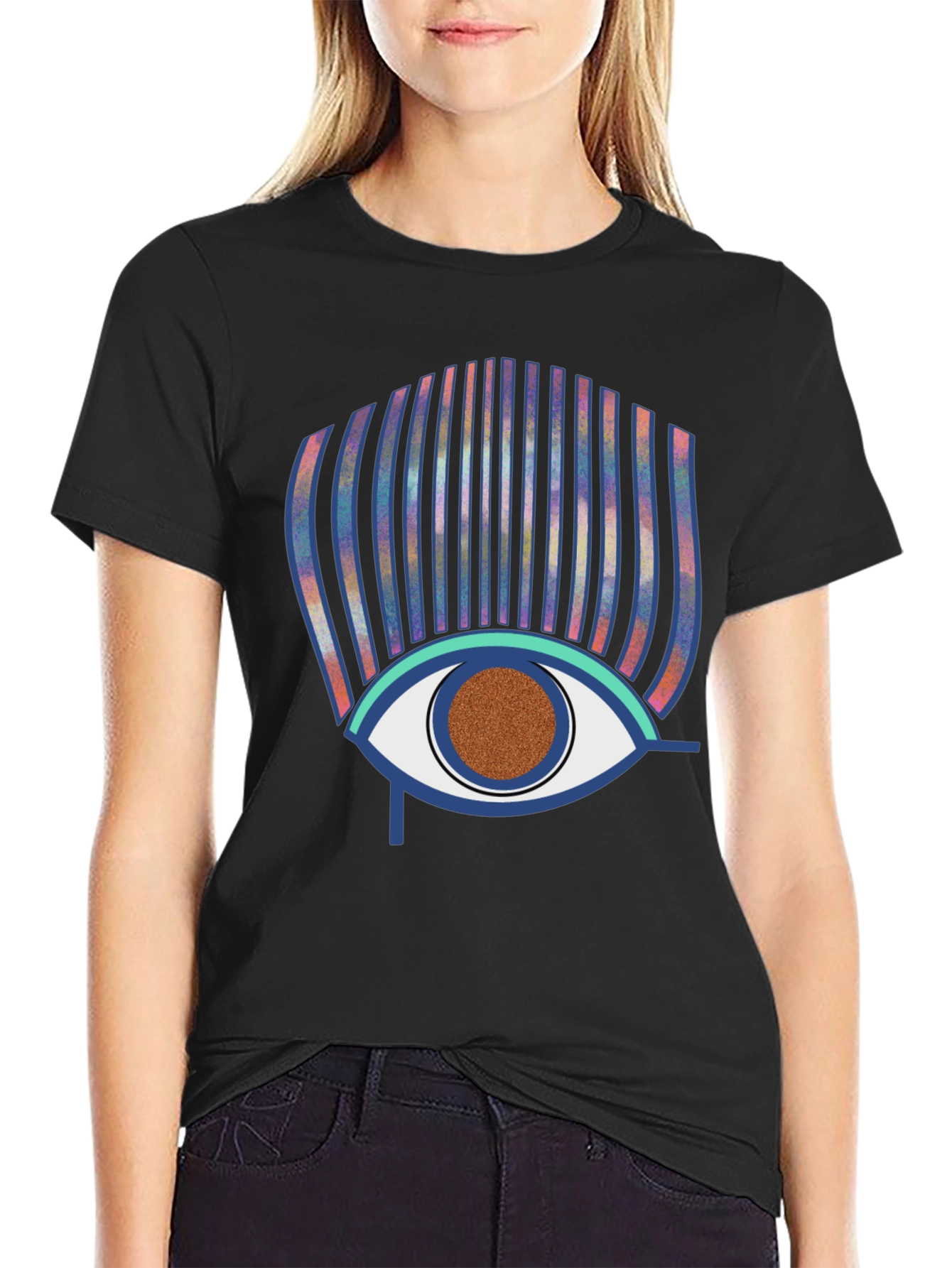 Eye of Horus Graphic Print Black T-Shirt