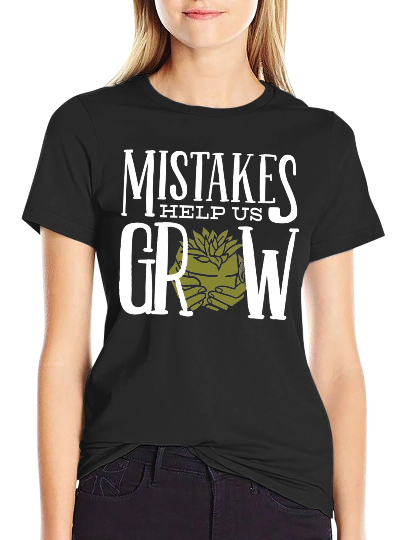 Mistakes Help Us Grow Graphic T-Shirt - Black