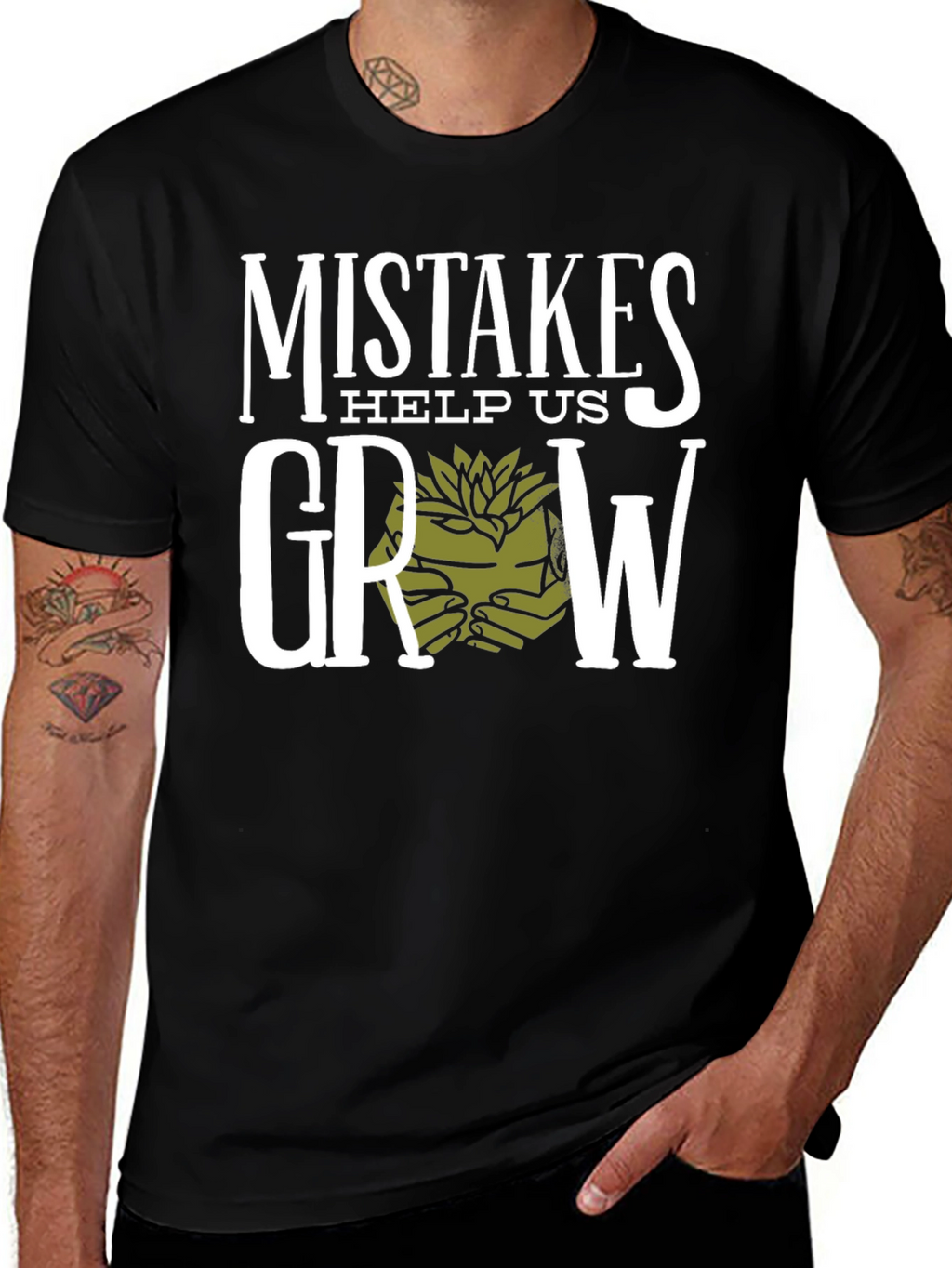 Mistakes Help Us Grow Graphic T-Shirt - Black