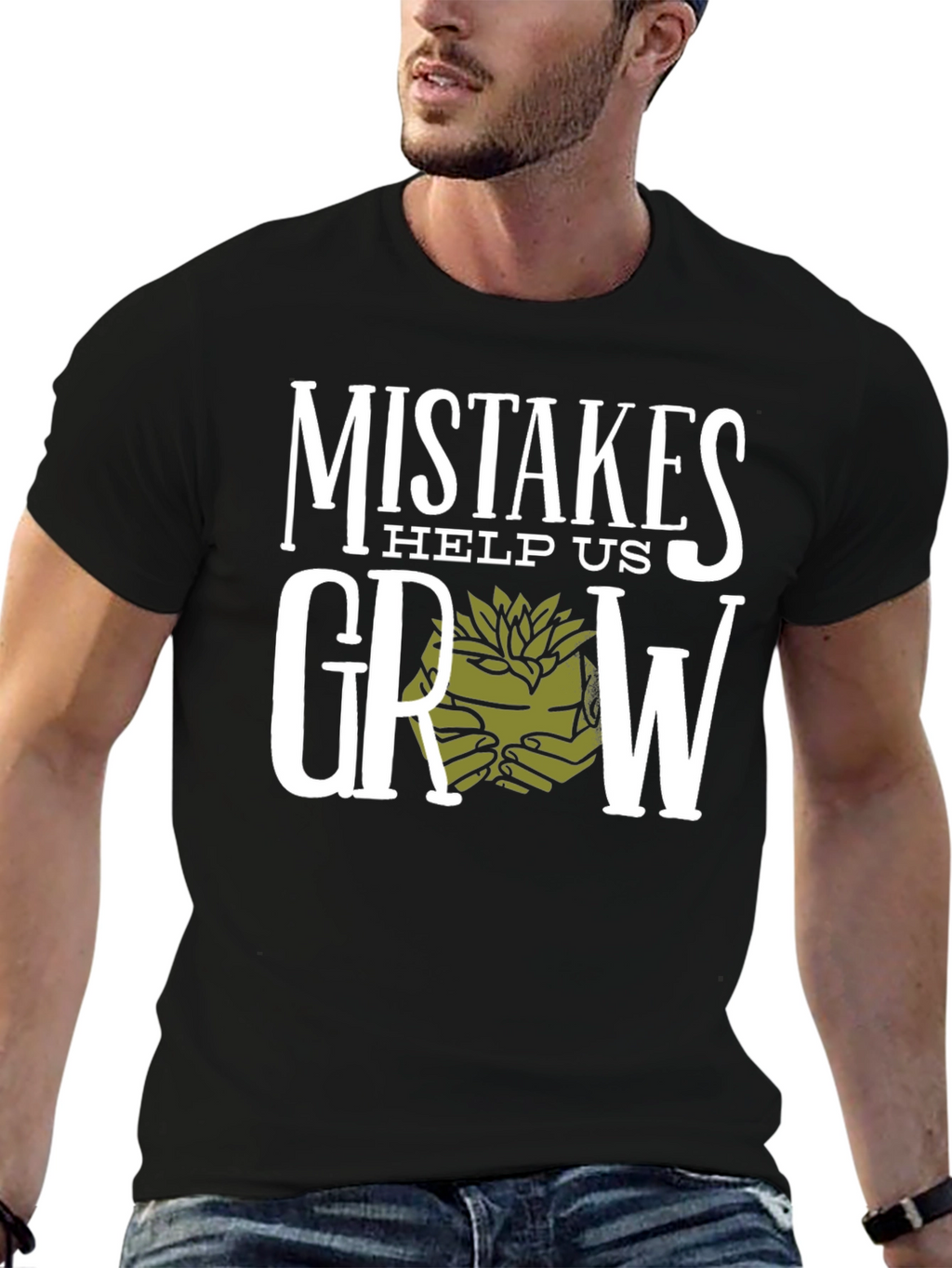 Mistakes Help Us Grow Graphic T-Shirt - Black