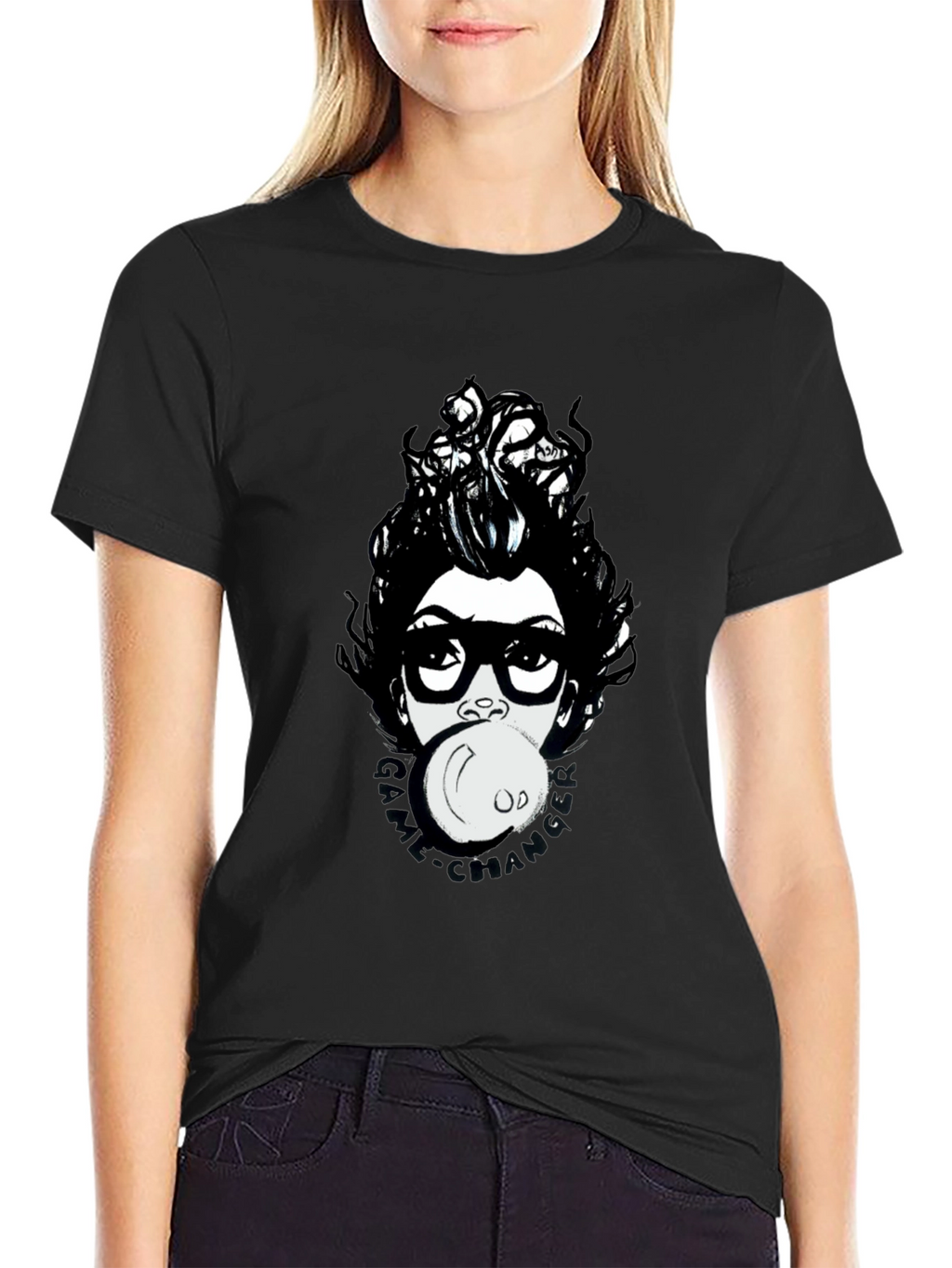 Funky Graphic Print T-Shirt - Bubble Gum Girl