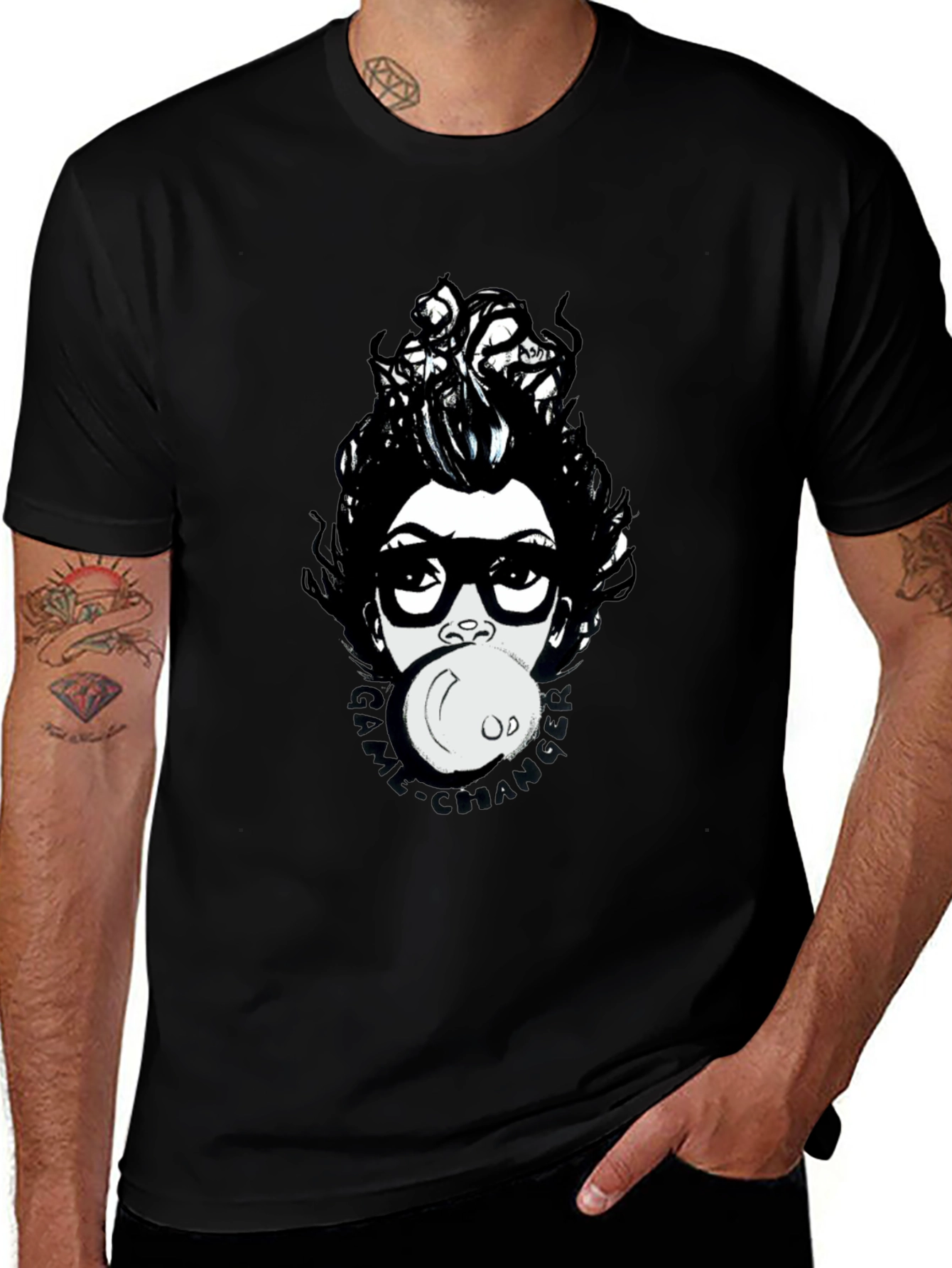 Funky Graphic Print T-Shirt - Bubble Gum Girl