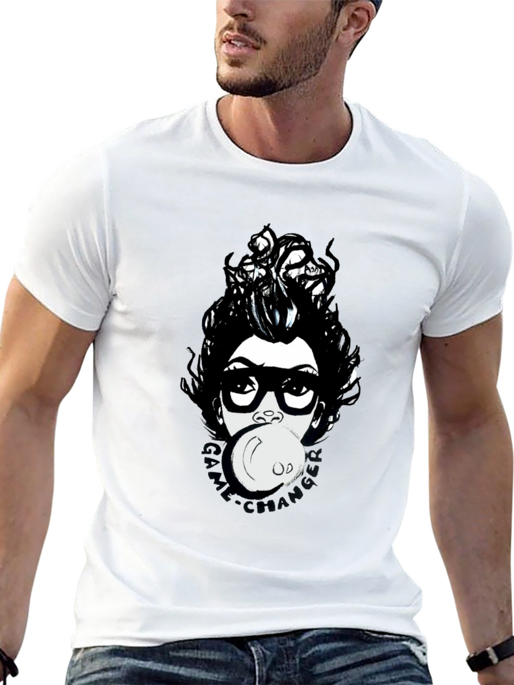 Funky Graphic Print T-Shirt - Bubble Gum Girl
