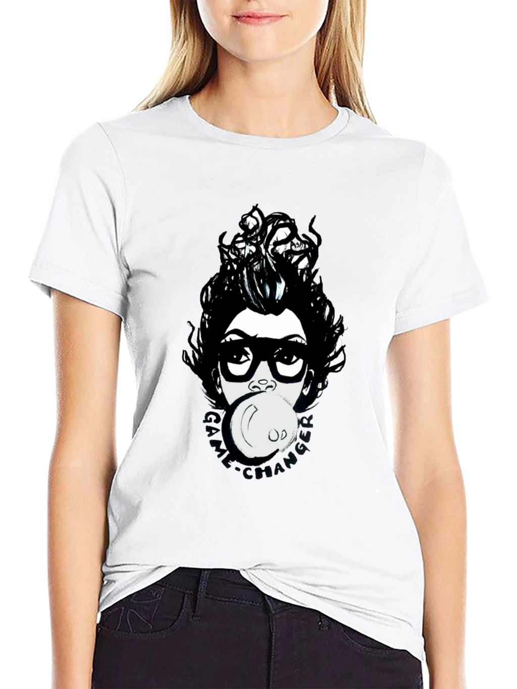 Funky Graphic Print T-Shirt - Bubble Gum Girl