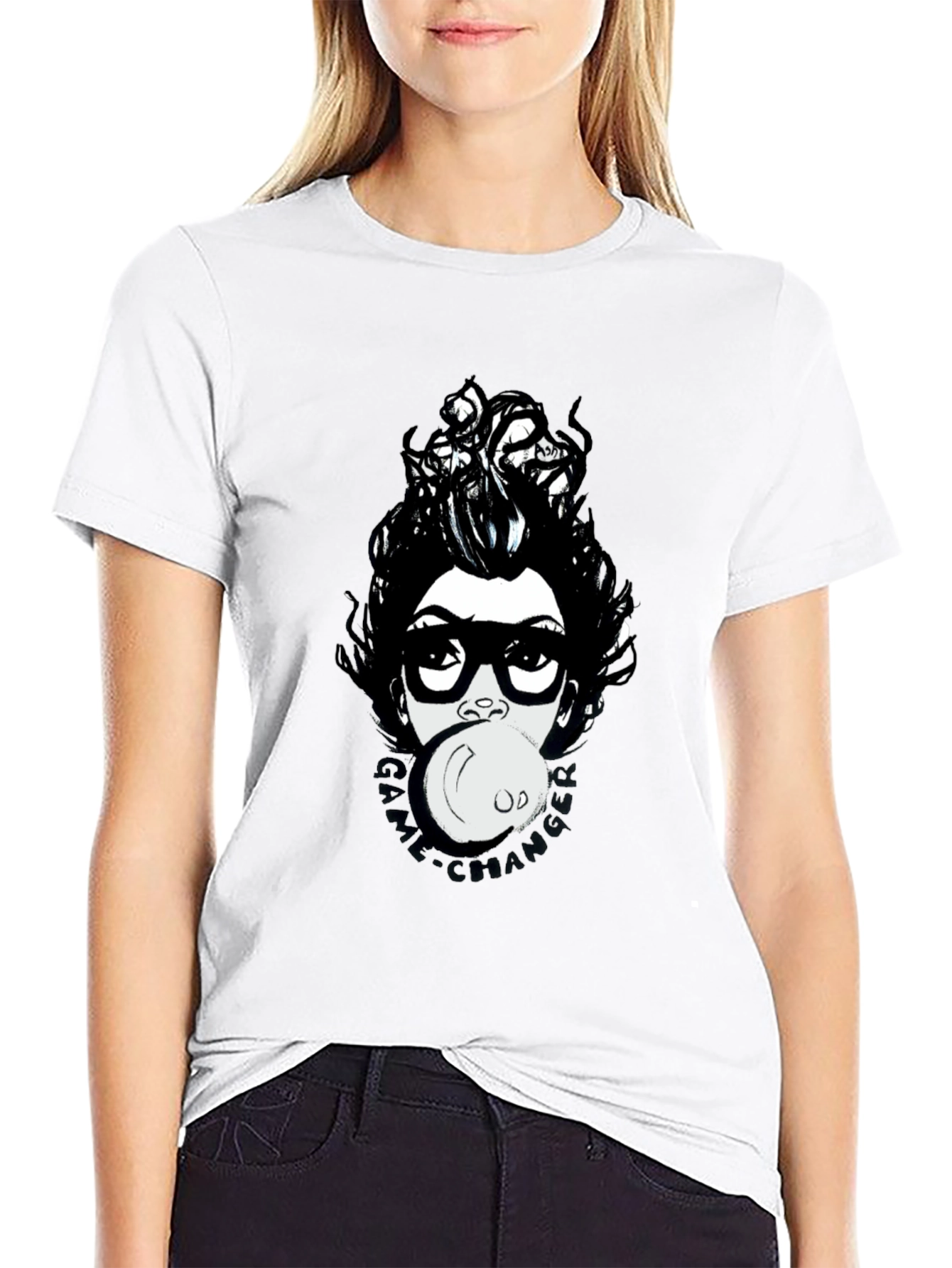 Funky Graphic Print T-Shirt - Bubble Gum Girl